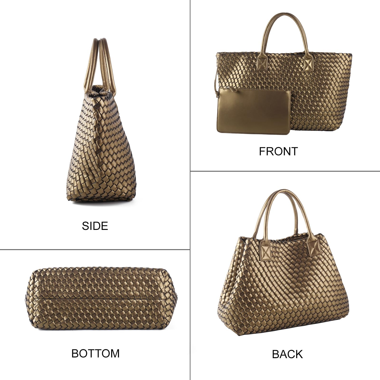 Stylish Retro Woven Tote Bag for Women - Large Capacity Handwoven Vegan Leather Shoulder Bag - Perfect for Travel, Shopping & Everyday Use