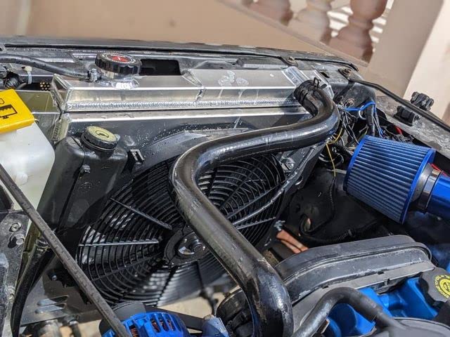 3 Row Aluminum Radiator for 1987-2006 Jeep Wrangler YJ/TJ 2.4L 2.5L 4.2L 4.0L Engine - Full Aluminum Cooling System with Shroud Fan & Relay Kit - Perfect for Off-Roading, Overheating Prevention & Engine Performance Upgrade