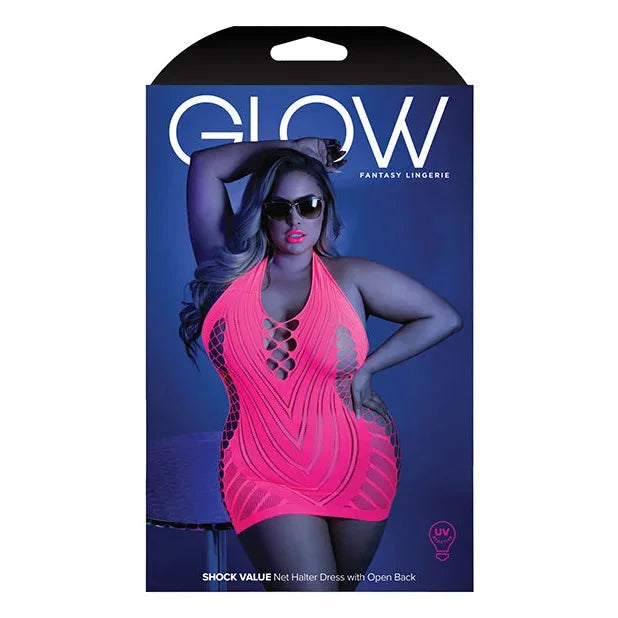Glow Shock Value Halter Dress - Neon Pink, Sexy Clubwear for Women, Perfect for Night Out, Party, and Special Events