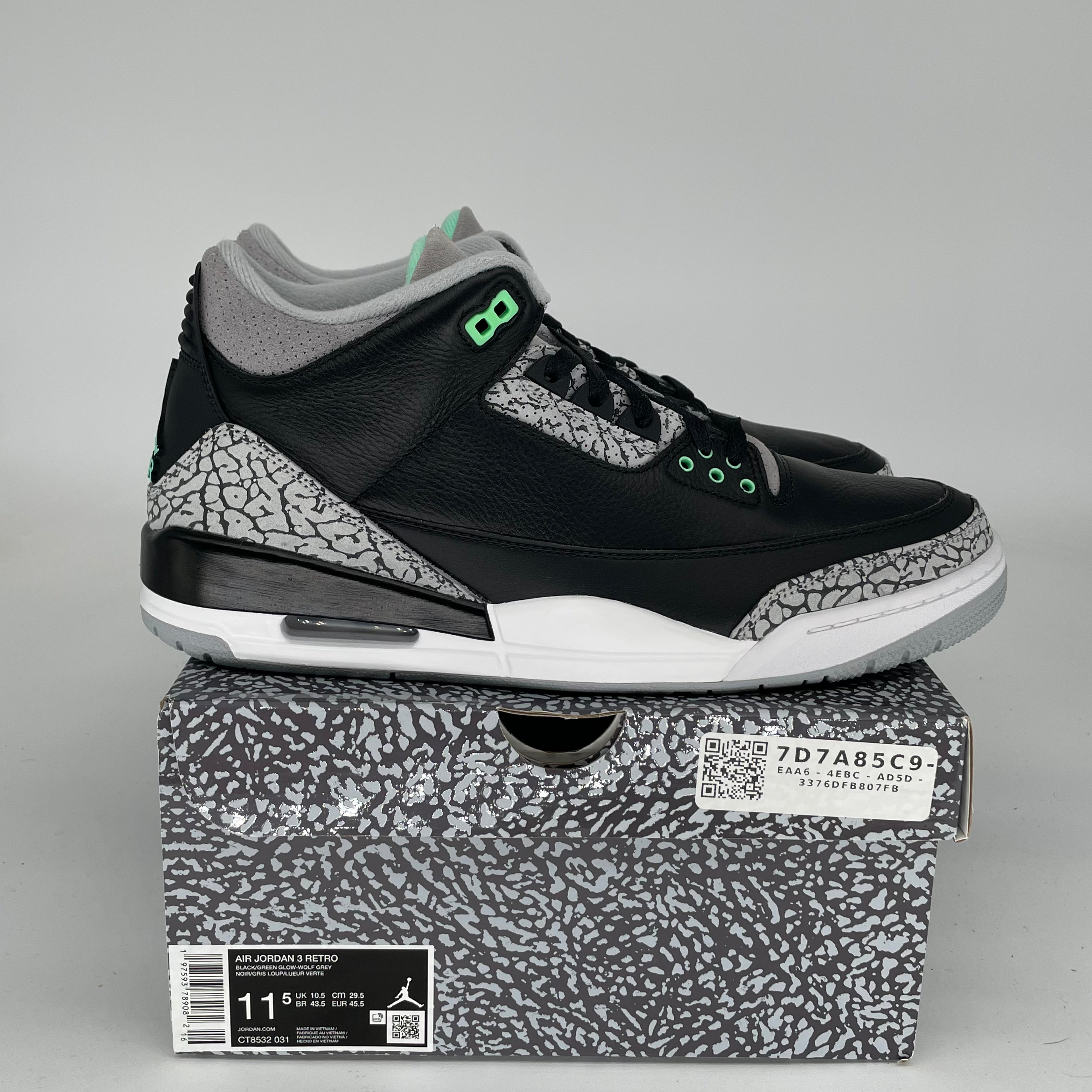 AIR JORDAN 3 Retro Green Glow Men's Basketball Shoes Size 11.5 - Style CT8532-031 | Perfect for Streetwear, Sneaker Collecting & Casual Wear
