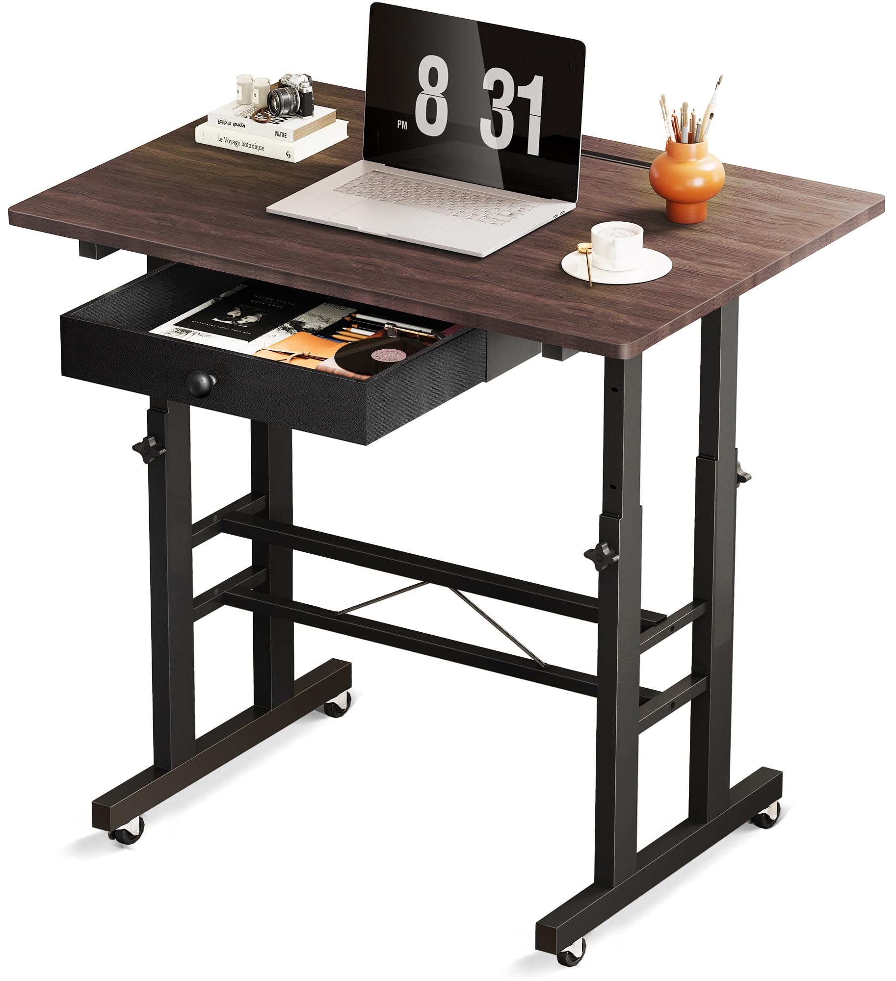COMHOMA Adjustable Height Standing Desk - Small Sit Stand Desk for Home & Office - Perfect for Work, Study & Gaming