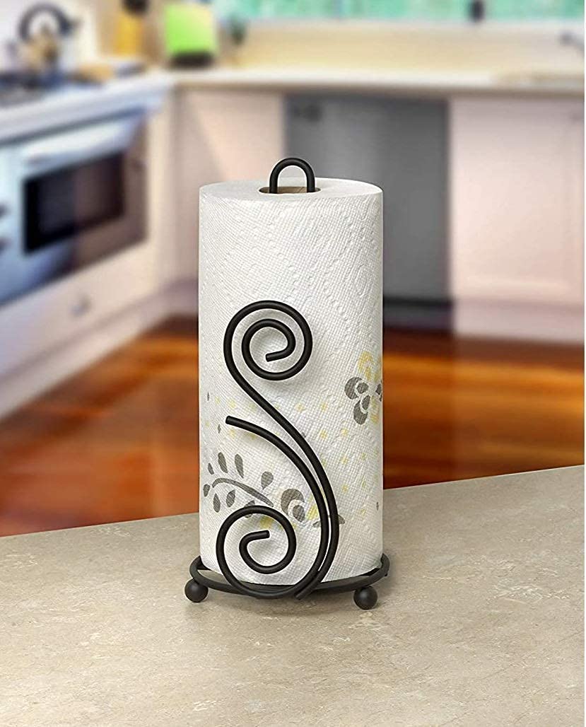 Artsio Craft Store Iron Kitchen & Bathroom Tissue Paper Roll Holder - Black Medium (Double-S) | Napkin Dispenser for Dining Table & Countertop | Durable & Stylish for Home, Office, or Restaurant Use