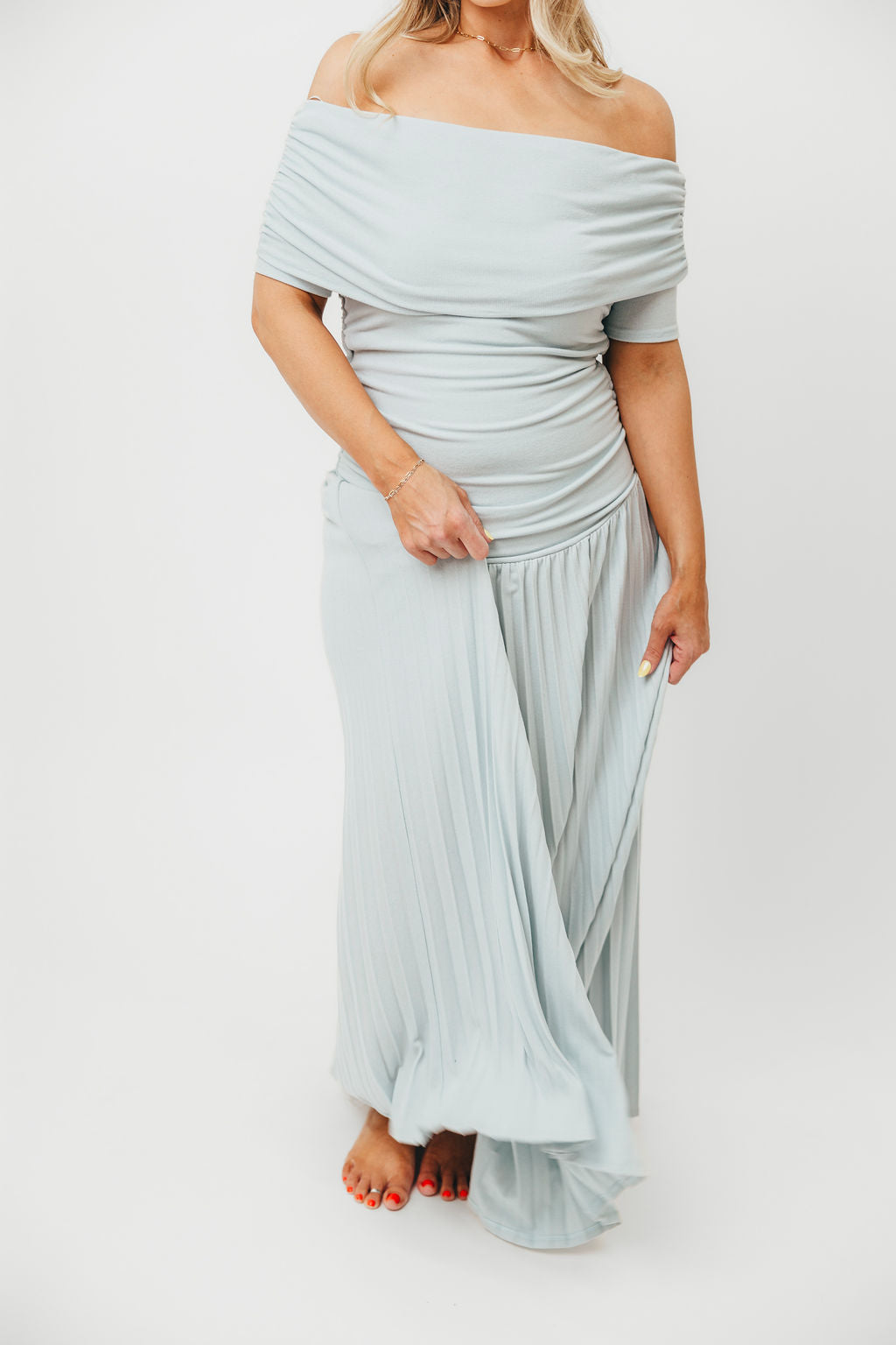 Lennox Maxi Dress in Dusty Blue - Flowy Long Summer Dress for Women, Beach Wedding & Vacation Outfit
