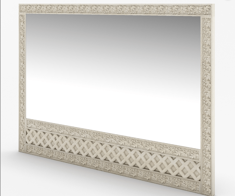 Hand Carved White Rectangle Wall Mirror - Elegant Home Decor for Living Room, Bedroom & Bathroom