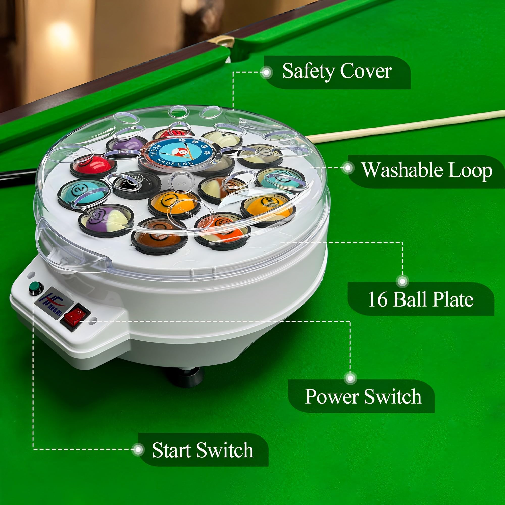 Automatic Pool Ball Cleaner Machine - Electronic Billiard Ball Polisher & Washer for 16 Balls (Snooker & Pool) - Perfect for Home Game Rooms, Bars & Professional Billiard Clubs