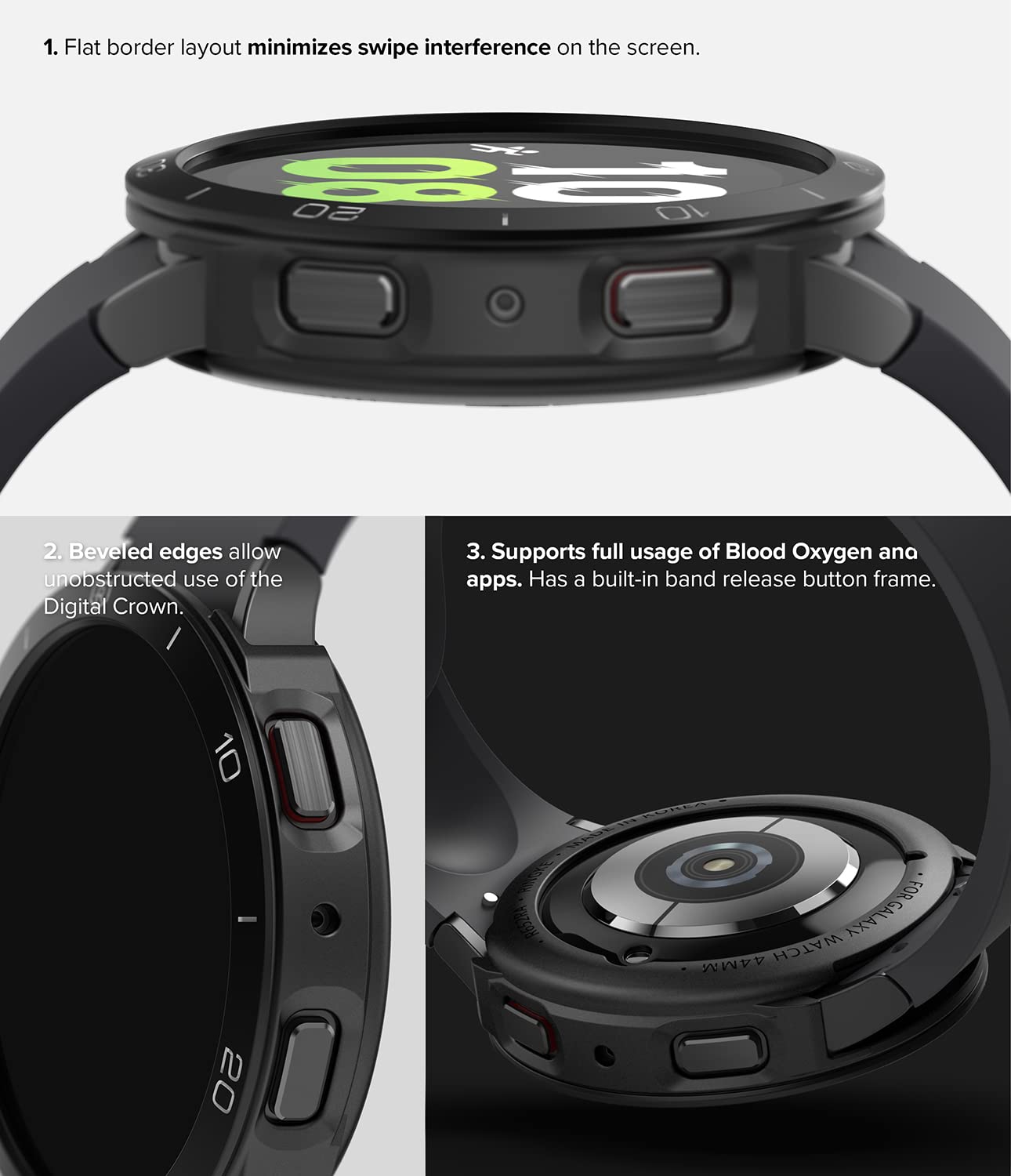 Ringke Air Sports + Bezel Styling Case for Samsung Galaxy Watch 5 44mm - Shockproof TPU Cover with Aluminum Frame | Stylish Protection for Active Lifestyles | Gym, Running & Outdoor Sports Accessory (Black)