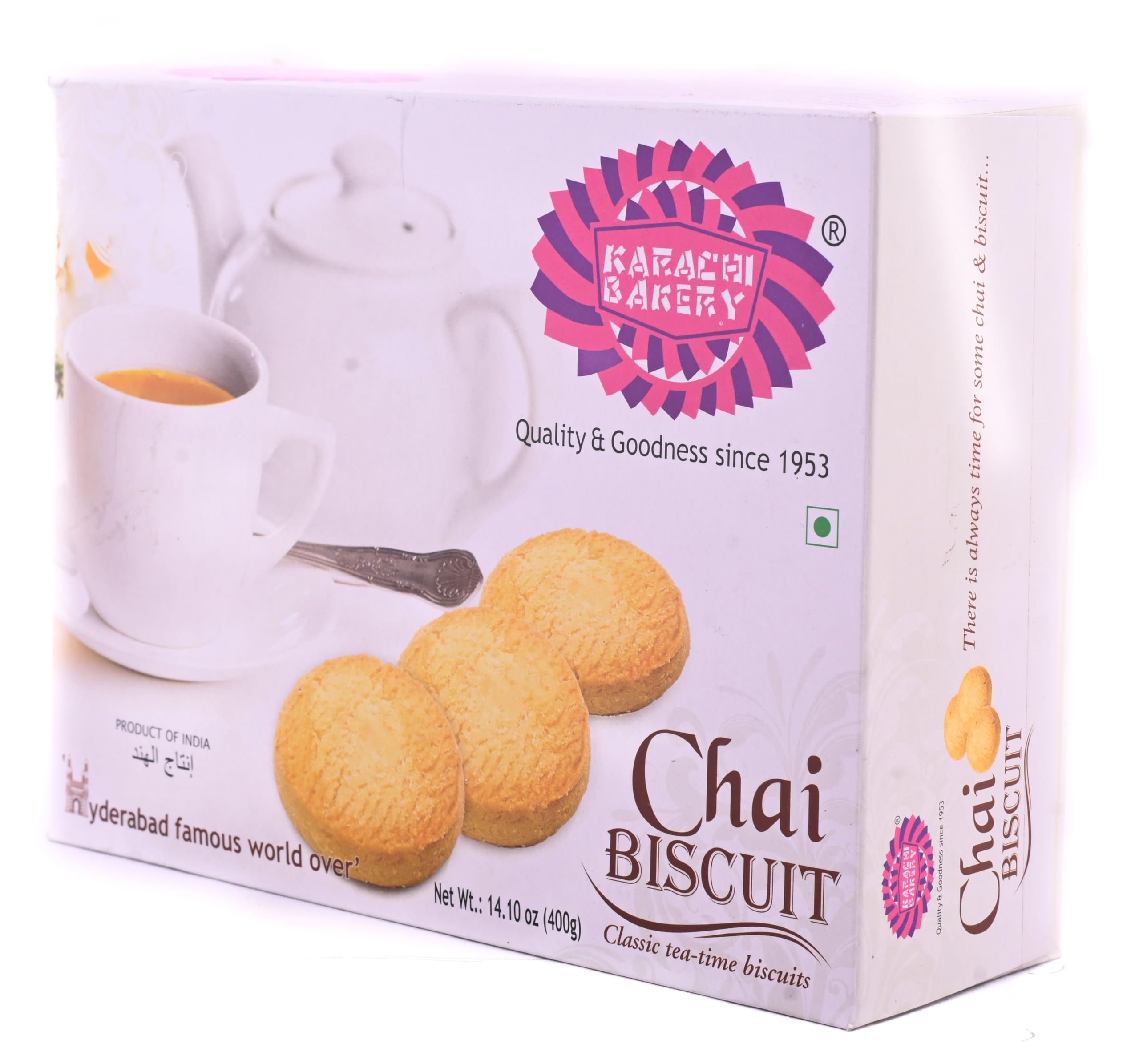 Karachi Bakery Premium Chai Tea Biscuits - 14.10 oz (400g) Indian Snack Cookies - Perfect for Tea Time, Diwali Gifts & Office Snacks