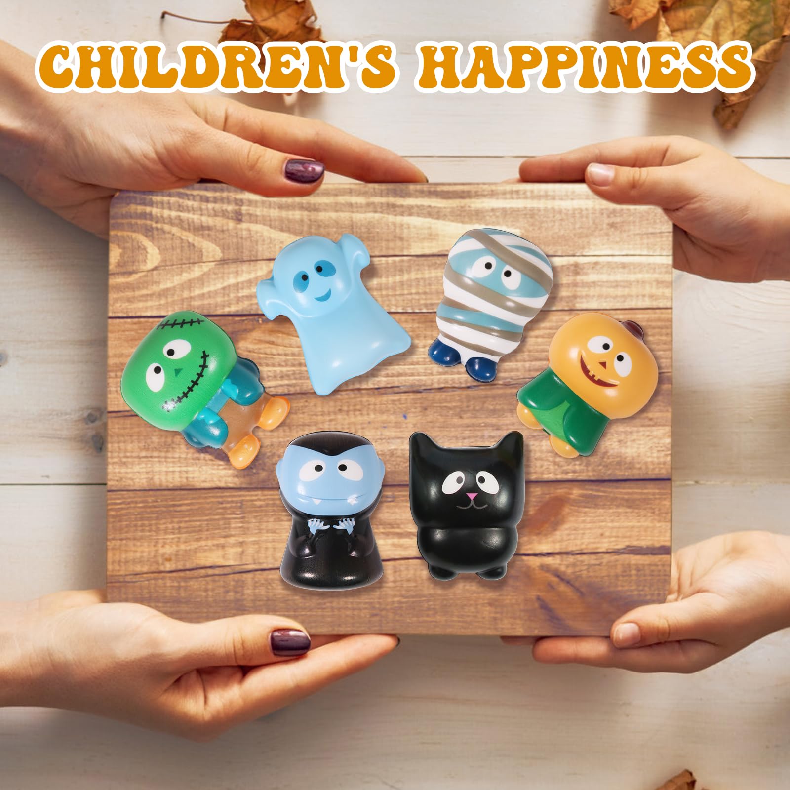 **6 Pack Halloween Squishy Toys - Slow Rising Stress Relief Party Favors (Pumpkin, Zombie, Black Cat, Mummy, Vampire, Ghost) - Halloween Treat Bags, Classroom Prizes & Kids Gifts for Trick-or-Treating, Party Decor & Sensory Play**