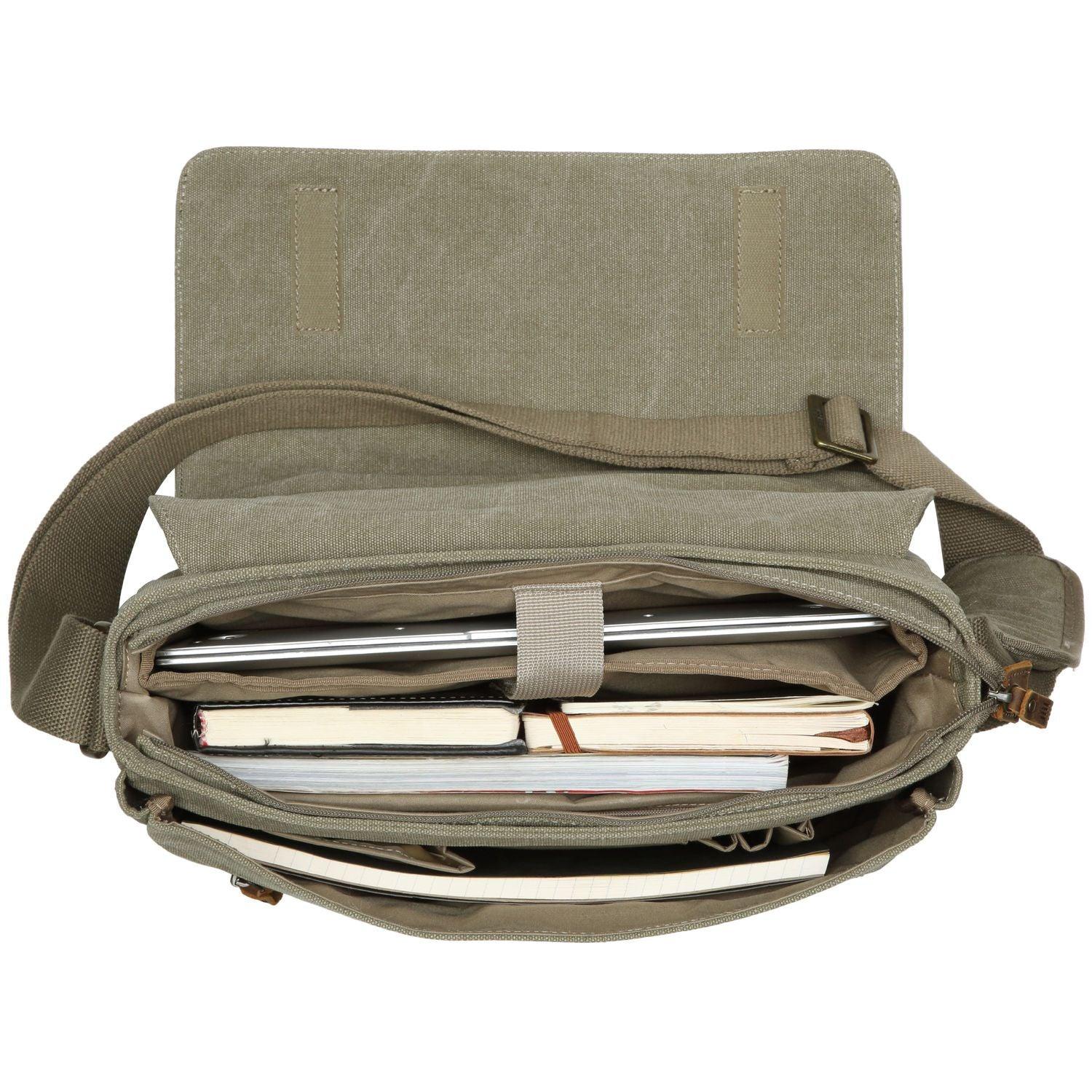 TRP0240 Troop London Classic Canvas Laptop Messenger Bag 16.5 Inch - Stylish Work & College Commuter Bag for Men & Women