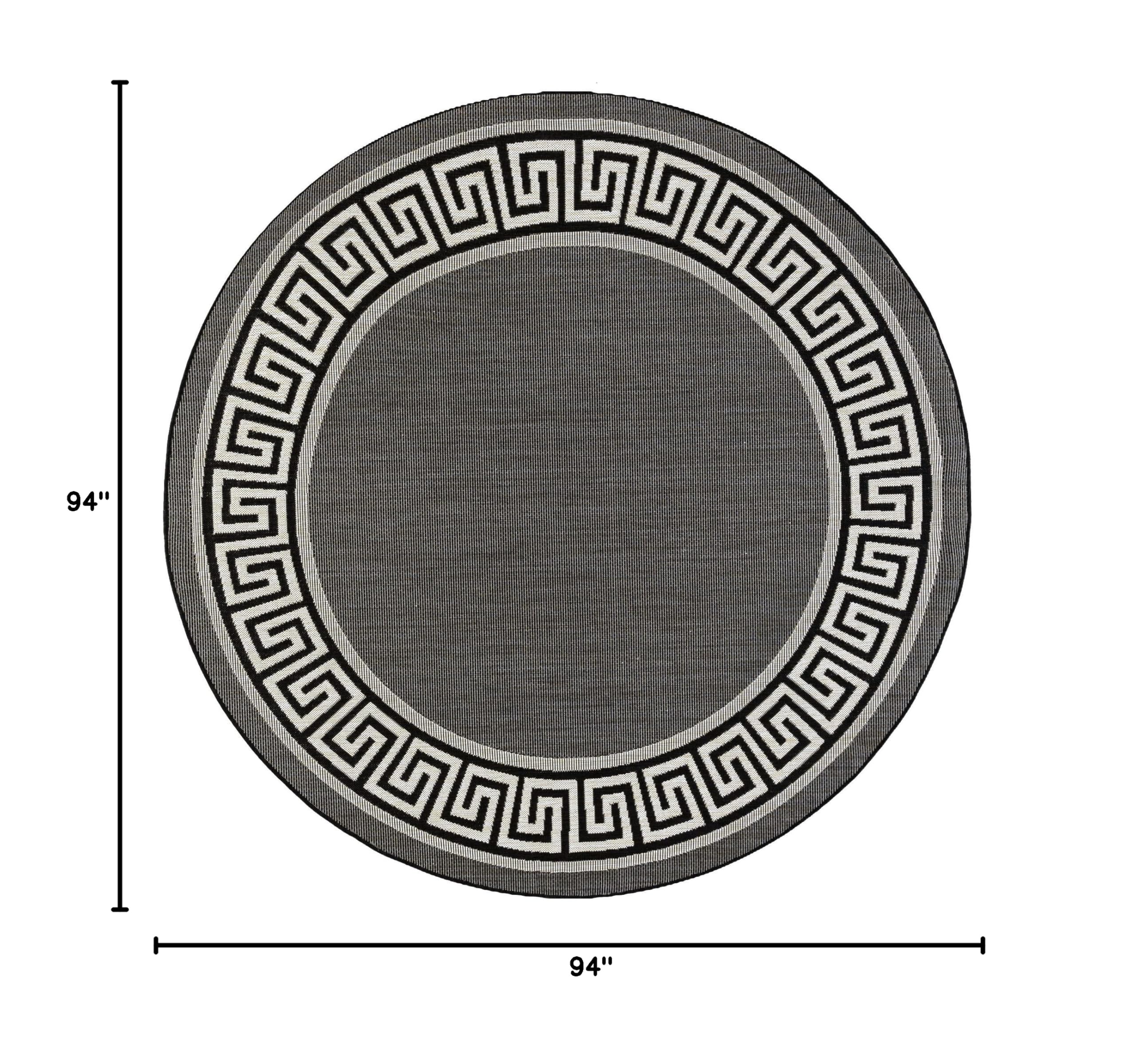 7'10'' Round Waterproof Indoor/Outdoor Rug - Black - Perfect for Patio, Deck, Porch, Entryway & Garden - Durable All-Weather Area Rug for Outdoor Spaces