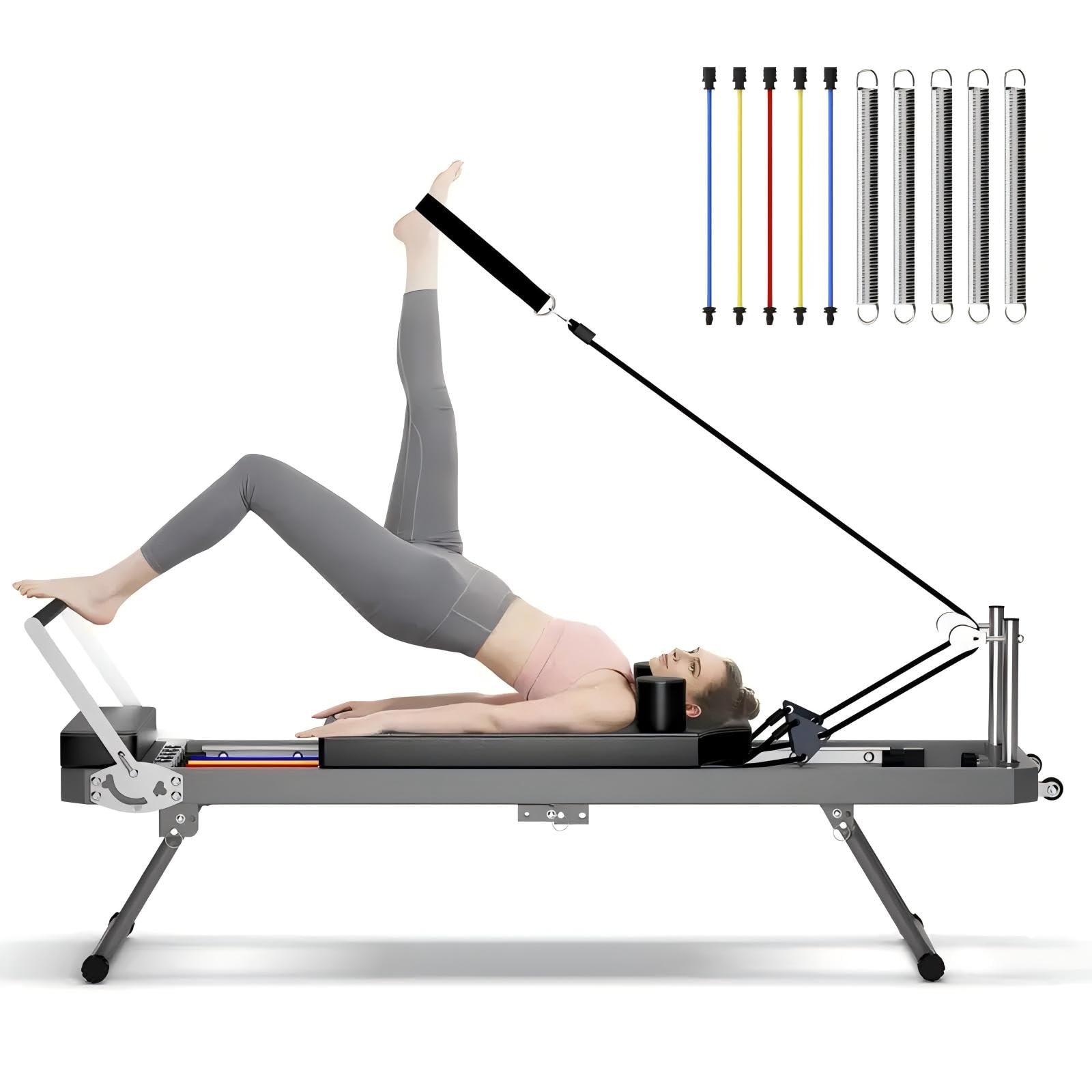 Foldable SogesPower Pilates Reformer Machine for Home Gym - 330lbs Weight Capacity with High Strength Alloy Springs - Perfect for Beginners & Full-Body Workouts - Ideal for Home Fitness, Pilates Studios & Physical Therapy