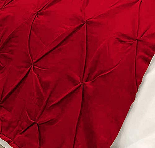 Luxury 100% Pure Cotton 800 Thread Count Pinch Pleated Bed Runner Set with 4 Pillow Covers - 5 Piece King Size Bedding Set in Red for Elegant Bedroom Decor and Hotel-Style Comfort