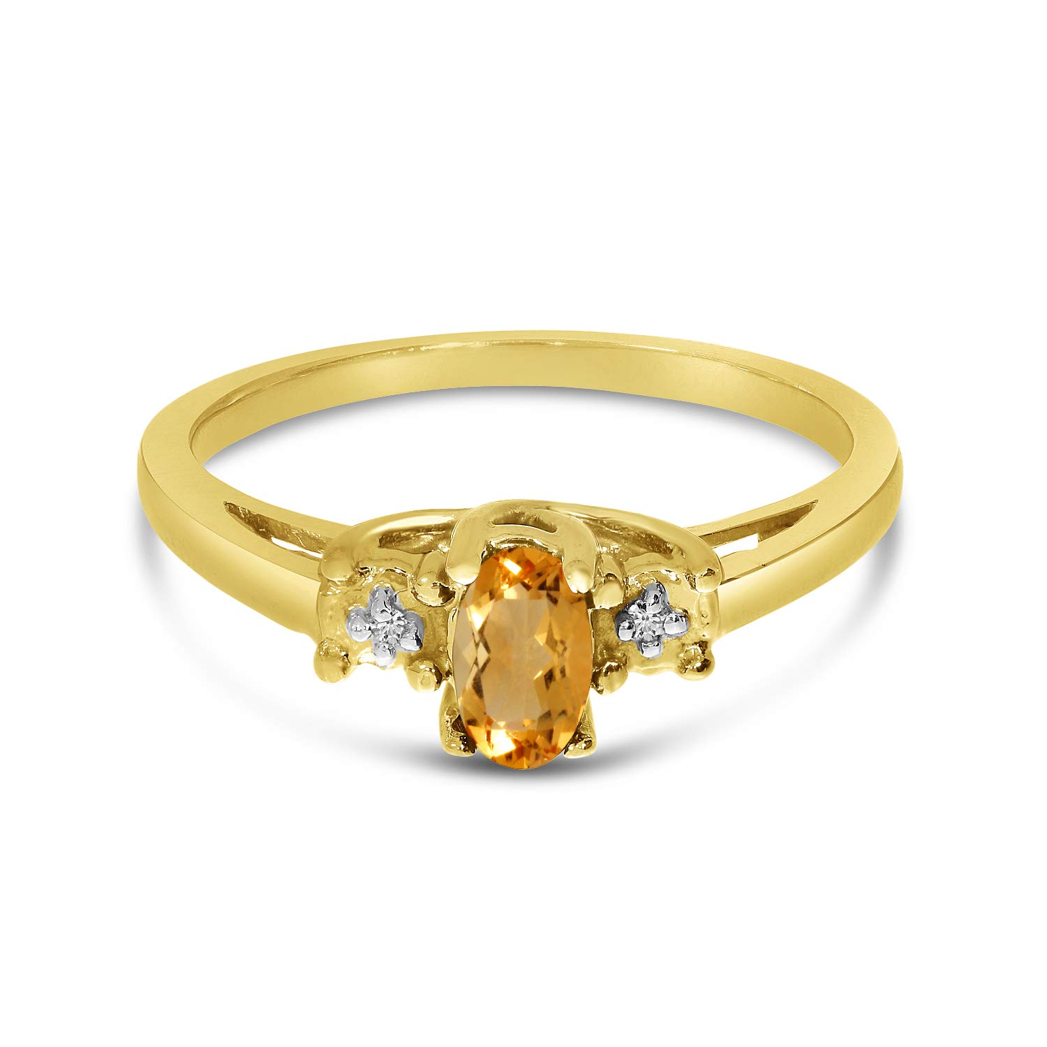 10K Yellow Gold Genuine Birthstone Solitaire Oval Gemstone & Diamond Engagement Ring for Women - Perfect Wedding, Anniversary & Proposal Jewelry Gift
