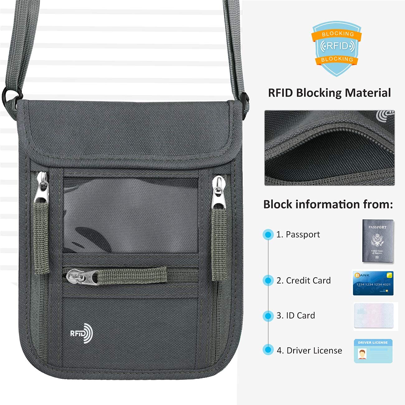 Premium PU Leather Passport Holder & Neck Wallet Travel Set - RFID Blocking for Secure Travel Essentials - Perfect for International Flights, Vacations & Business Trips