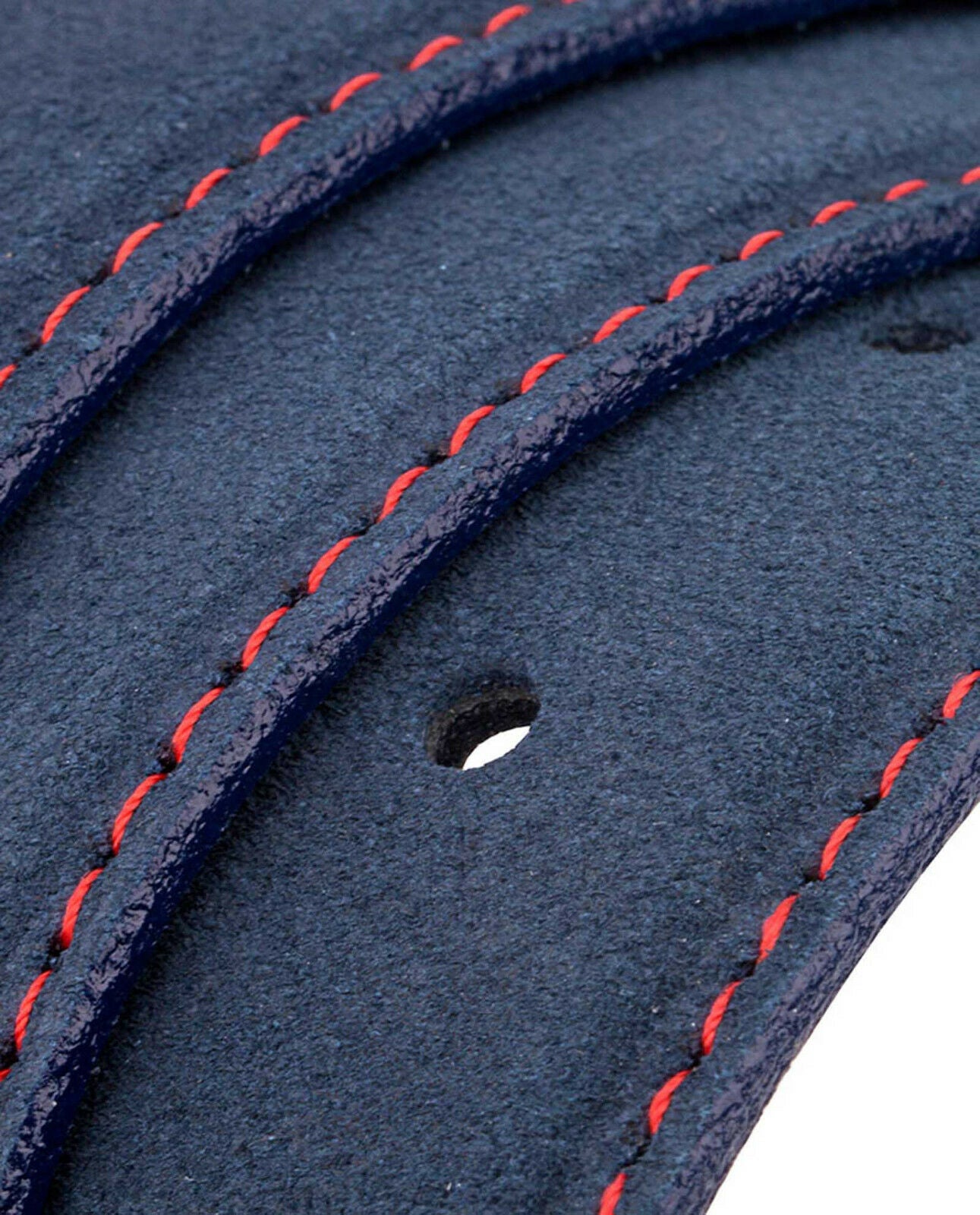 Montblanc Men's 35mm Blue Suede Belt with Red Stitch - Premium Replacement Strap for Dress Belts | Perfect for Business, Formal & Casual Wear