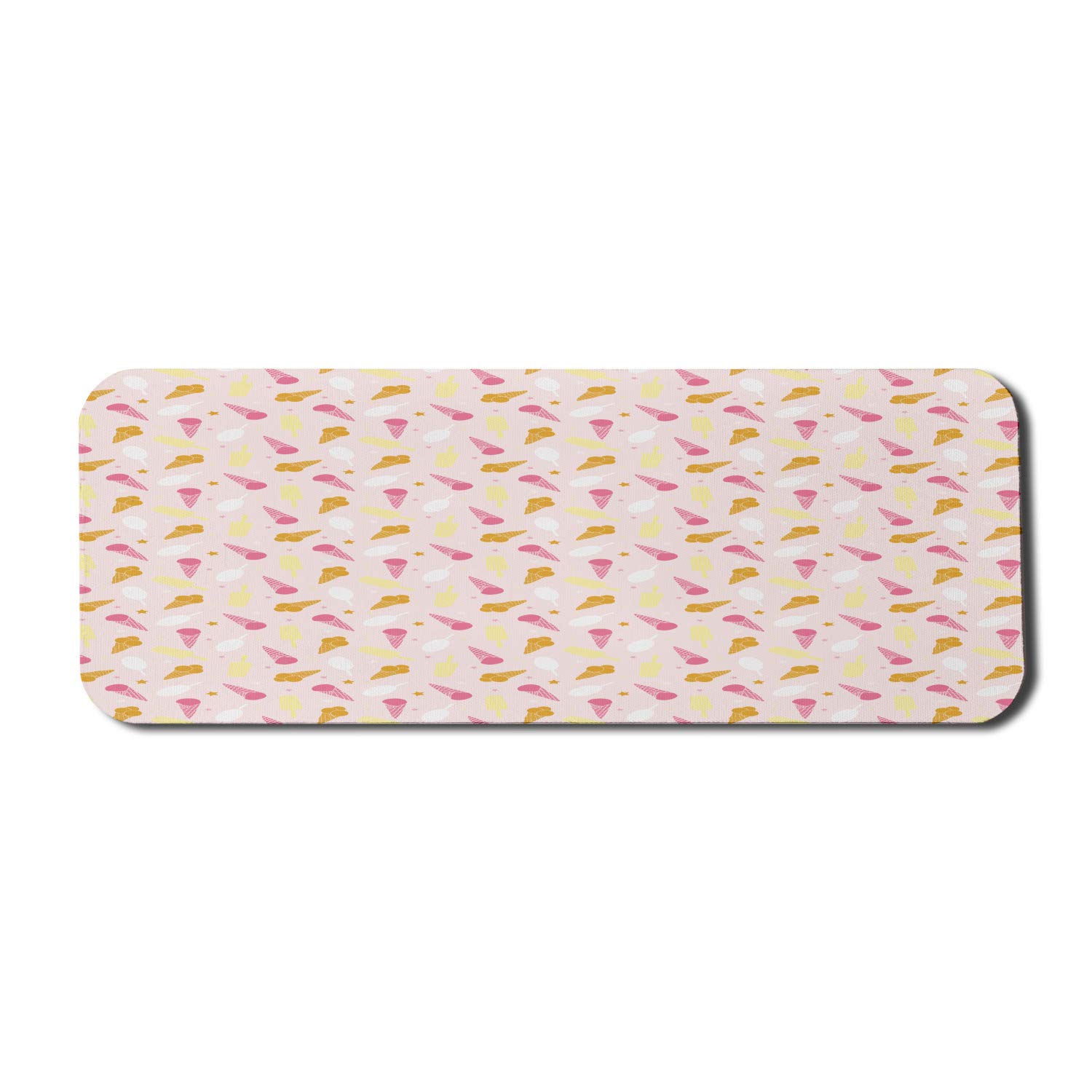Ambesonne Sweets Themed Computer Mouse Pad - Non-Slip Rubber Gaming Mouse Mat with Ice Cream Cone & Star Pattern (31