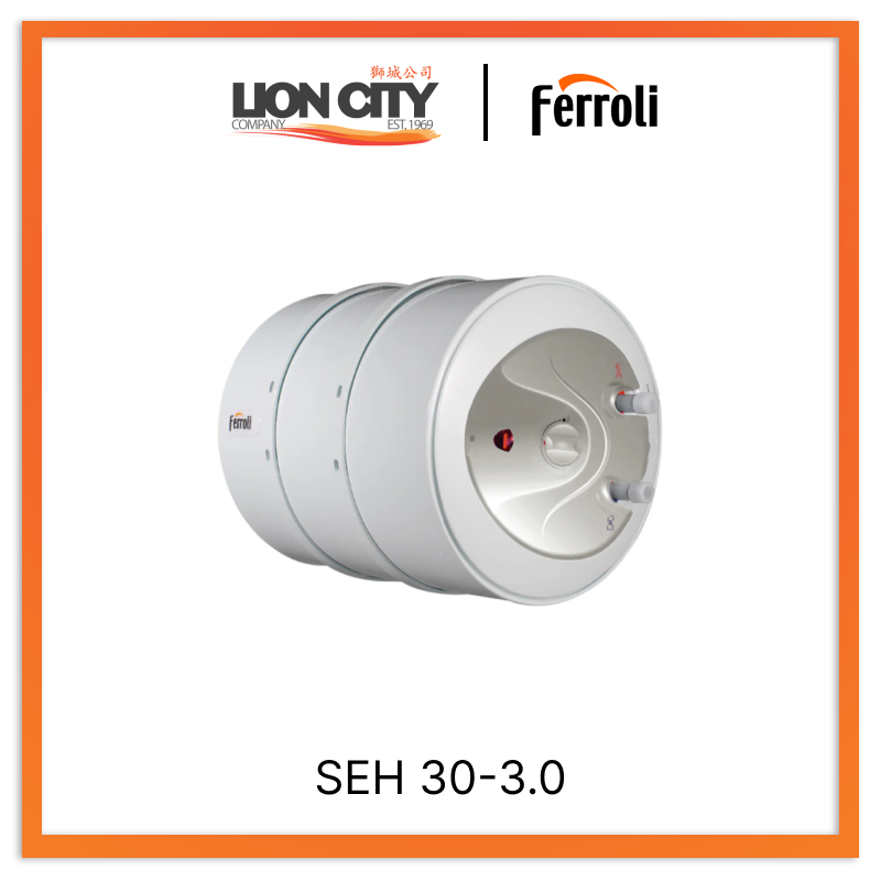 Ferroli SEH 30 3.0 30L to 100L Storage Water Heater for Home & Commercial Use - Energy Efficient Hot Water Solution for Bathrooms, Kitchens & Laundry Rooms