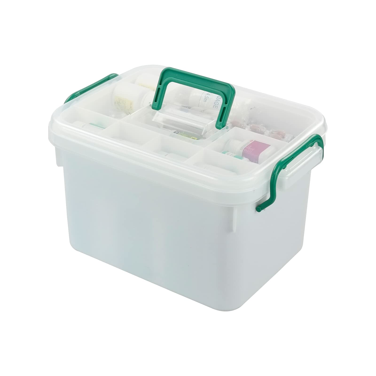 1 Pack Plastic Family First Aid Kit Box - Empty Medicine Storage Container for Home, Travel, Camping & Emergency Preparedness - White