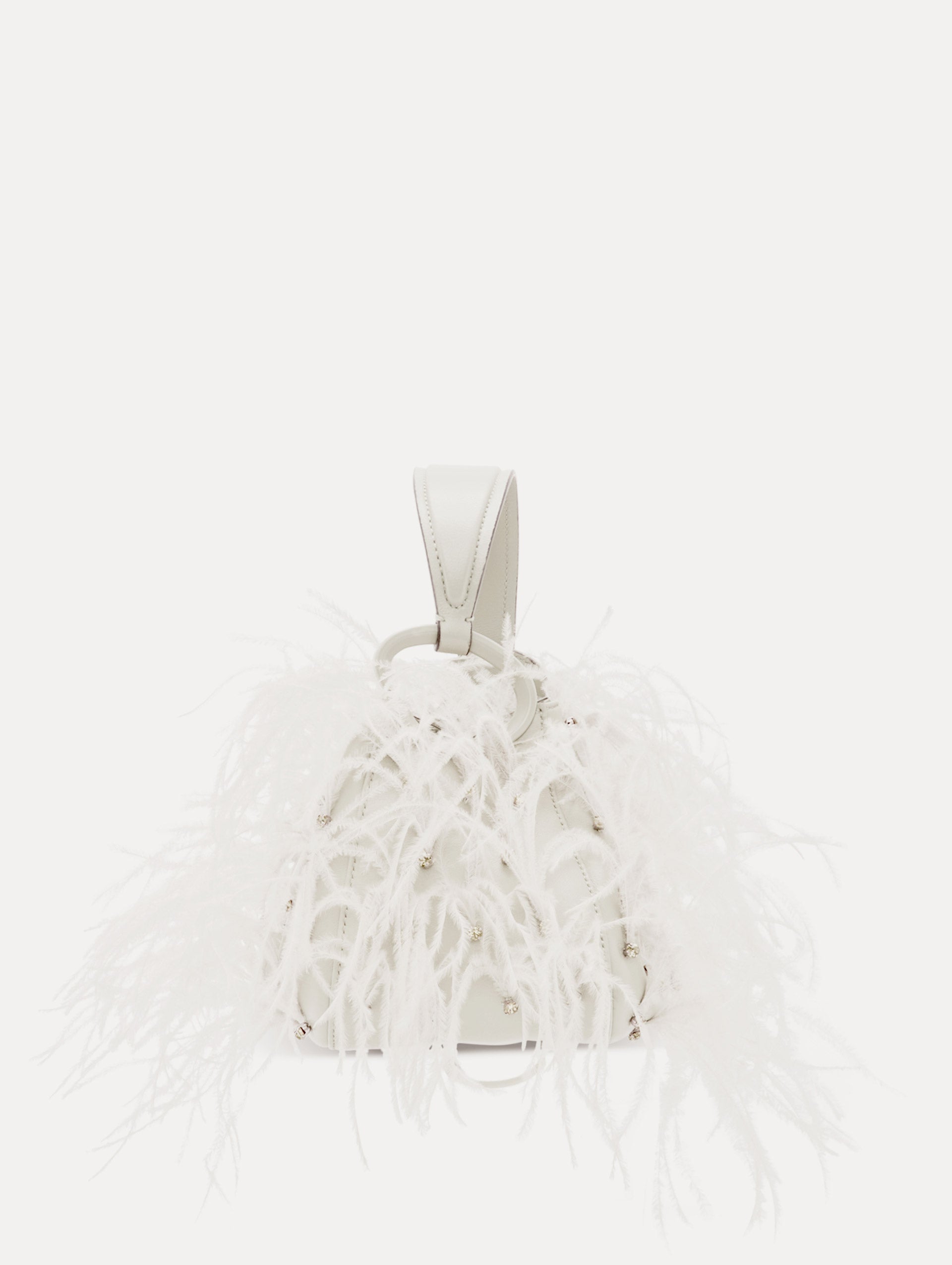 Luxury Nano Ostrich Feather O Handle Handbag for Women - Elegant Clutch Purse for Evening Parties, Weddings & Special Occasions
