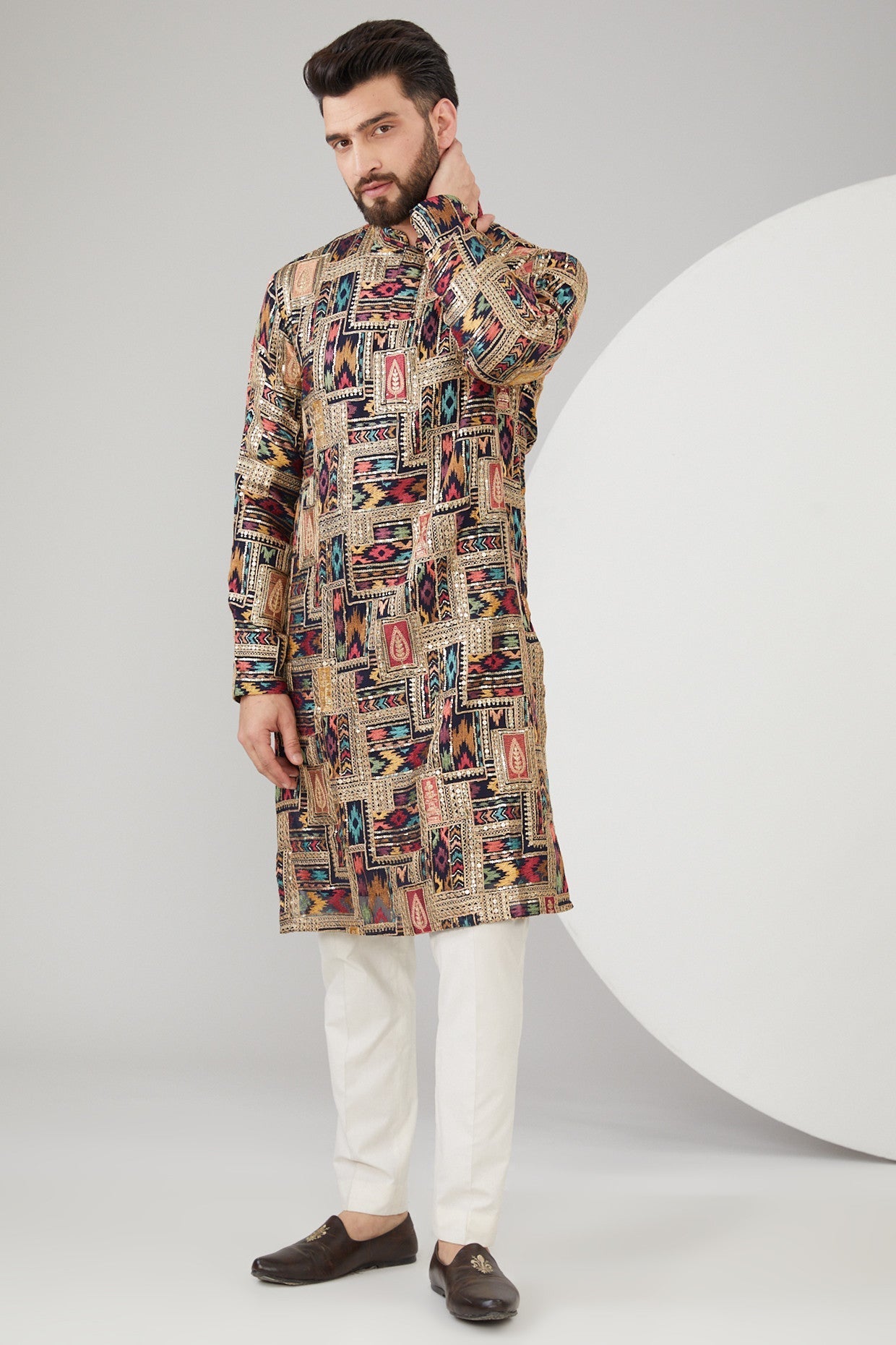Navy Blue Georgette Sequins Embroidered Kurta for Women | Elegant Indian Party Wear | Perfect for Weddings, Festivals & Special Occasions