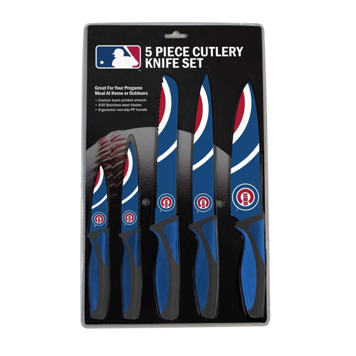 Chicago Cubs Knife Set - 5-Piece Stainless Steel Kitchen Knives for Cutting, Slicing, and Chopping - Perfect for Cubs Fans, Home Cooking, and Tailgating Parties