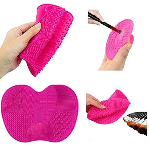 Fariox Silicone Makeup Brush Cleaning Mat Pad - Portable Cosmetic Brush Cleaner Glove & Washing Tool for Makeup Brushes (Rose) - Perfect for Home, Salon & Travel Use