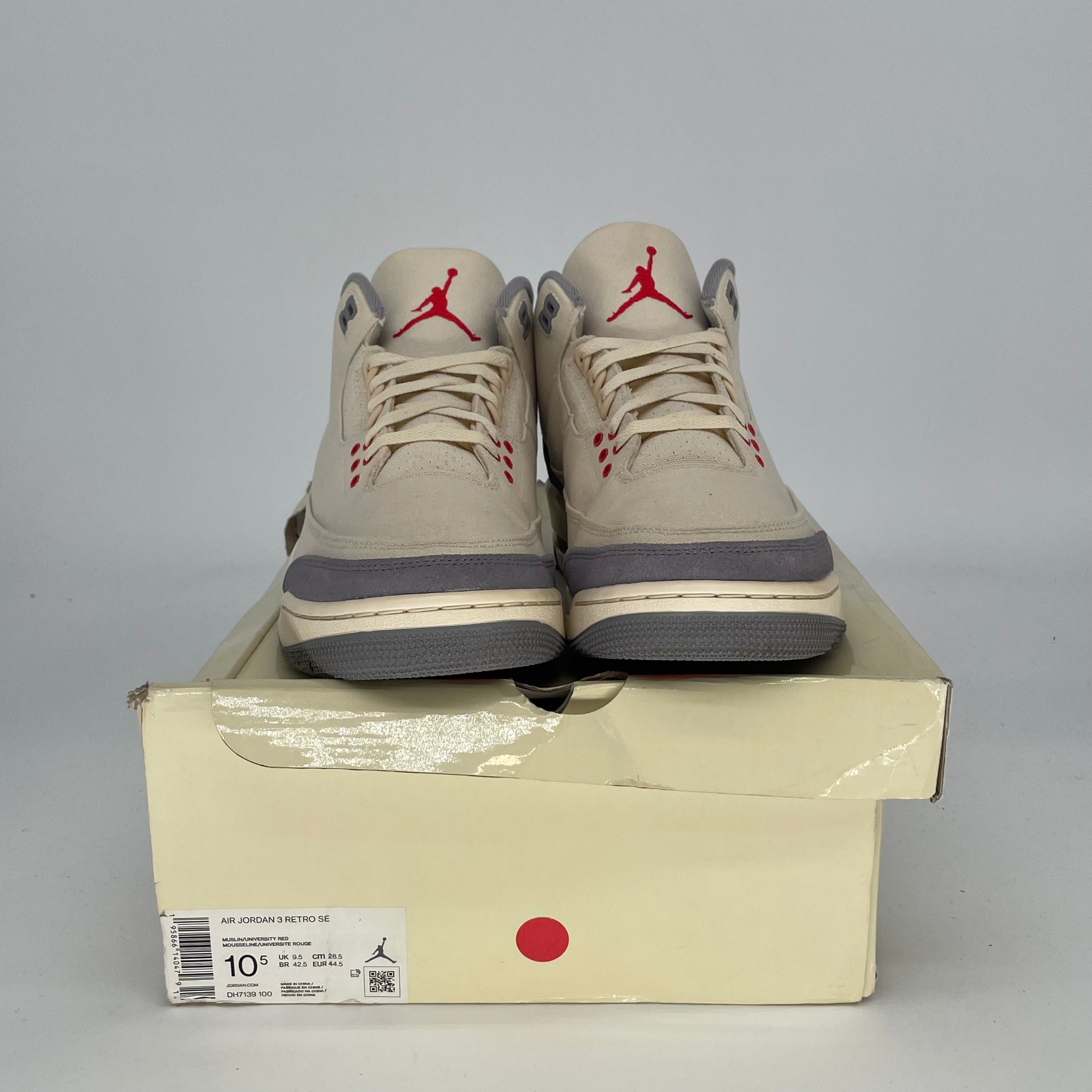 AIR JORDAN 3 MUSLIN Sneakers - Men's Size 10.5/Women's Size 12 - Style DH7139 - 100% Authentic - Perfect for Basketball, Streetwear & Casual Outfits