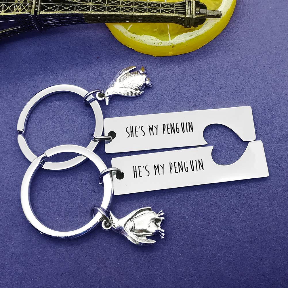 Cute Penguin Couple Keychain Set - Personalized Matching Gifts for Girlfriend & Boyfriend - Perfect for Christmas, Wedding & Anniversary - Couples Jewelry & Romantic Keepsake for Date Night & Travel