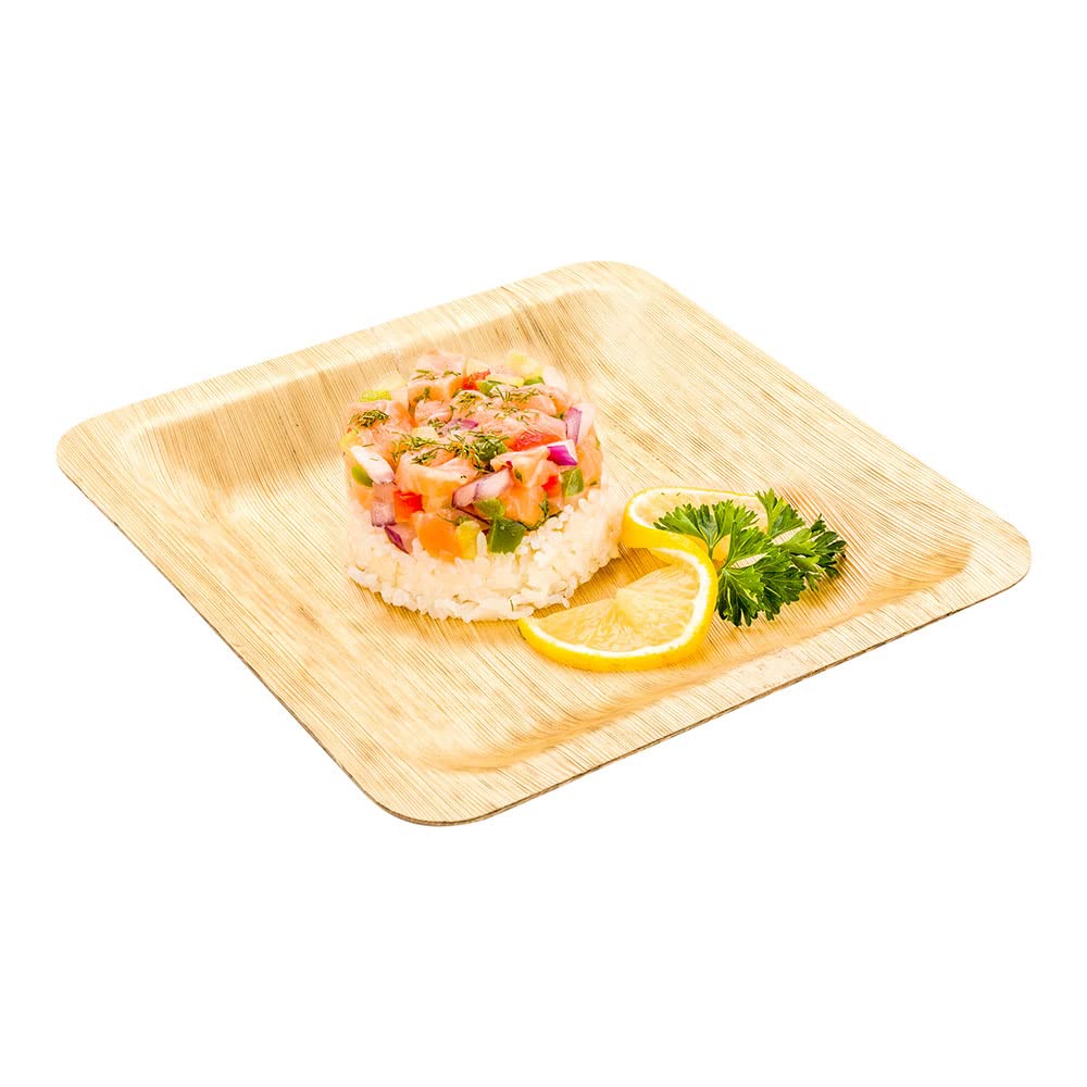 50-Pack 8 Inch Square Disposable Bamboo Leaf Plates | Eco-Friendly Heavy Duty Dinnerware for Parties, Weddings & Catering | Perfect for Outdoor Events, Picnics & Sustainable Dining
