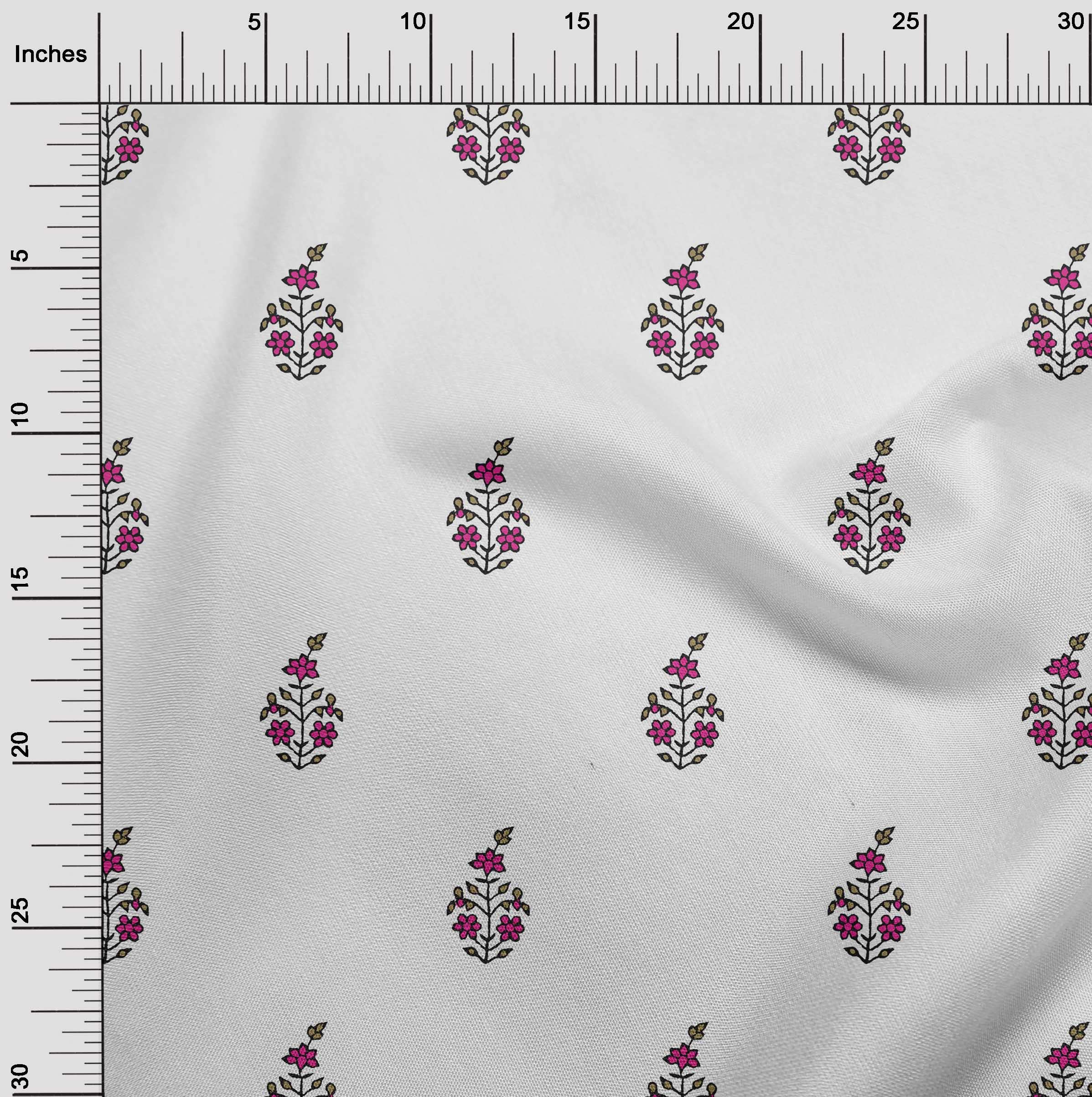 oneOone Viscose Chiffon Pink Asian Floral Print Fabric by The Yard - 42 Inch Wide Dress Material for DIY Clothing, Scarves & Home Decor
