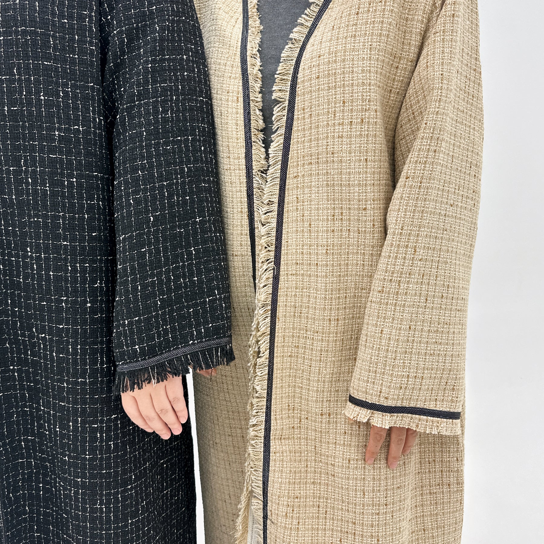 Clara Tweed Duster Coat - Elegant White Women's Jacket for Fall & Winter | Office Wear, Casual Outfits & Special Occasions