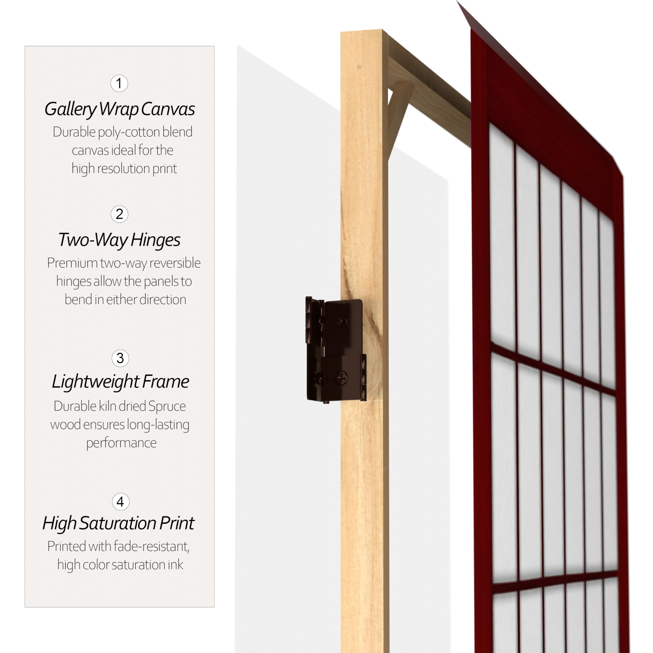6 ft Tall Red Lantern Canvas Window Pane Rosewood Room Divider - 3 Panel Folding Privacy Screen for Living Room, Bedroom & Office Partition