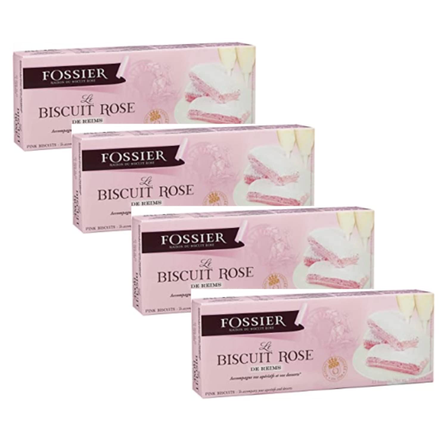 Fossier Reims Rosa Mini Cookies - 4 x 100g (0.88oz) Pack - Perfect for Appetizers, Desserts & Tea Time - French Gourmet Biscuits for Parties, Gifts & Afternoon Snacks