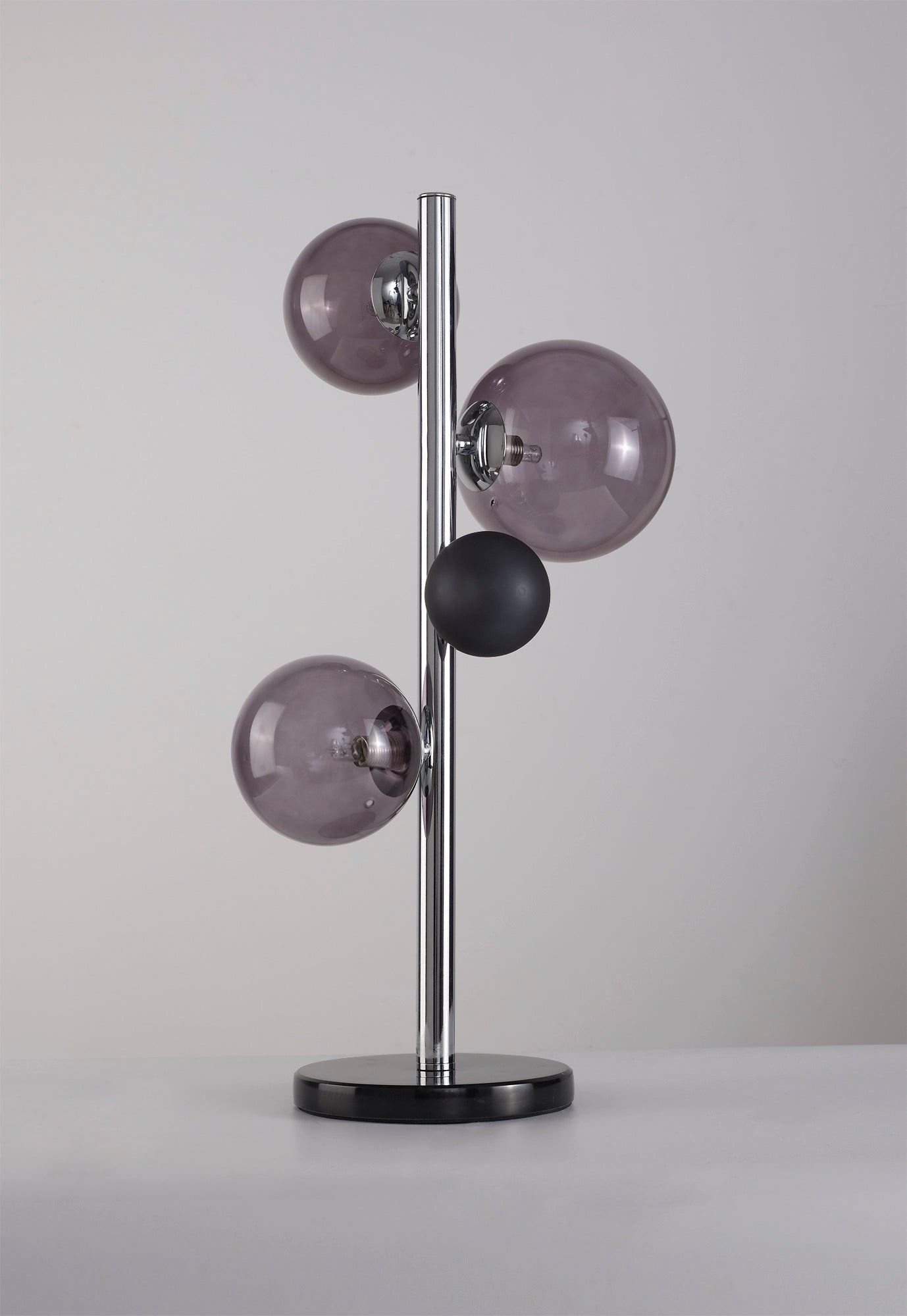 Modern Austin Table Lamp - 1/3Lt x G9 Bulb - Copper & Opal, Polished Chrome & Iridescent, Polished Chrome & Black Options - Smoked Glass Shade IP20 - Perfect for Bedroom, Living Room, or Office Lighting