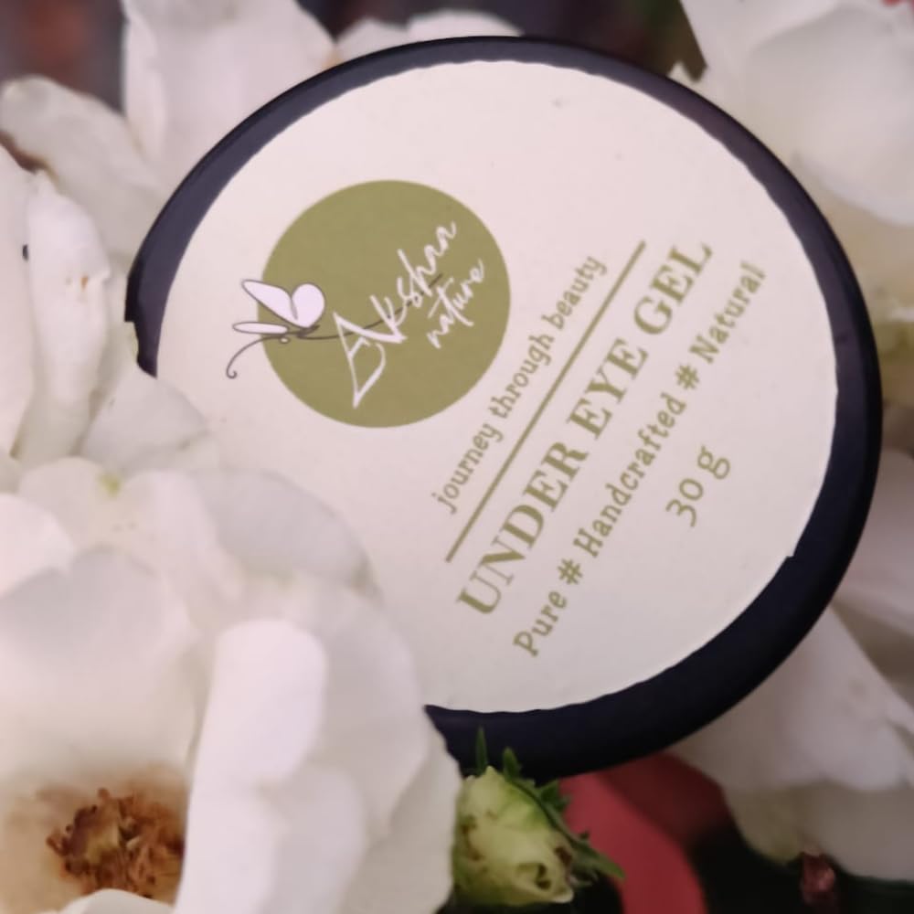 Akshaa Natural Under Eye Gel Cream - Reduces Dark Circles, Puffiness, Fine Lines & Wrinkles | With Frankincense Oil | Handcrafted 30gm | Perfect for Night Routine & Travel Skincare