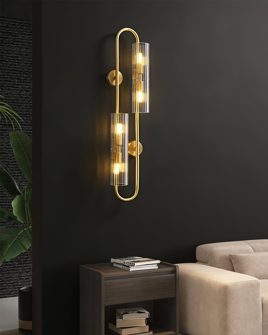 Vintage Double Brass Wall Light Fixture - Antique Style Sconce for Living Room, Bedroom & Hallway Lighting