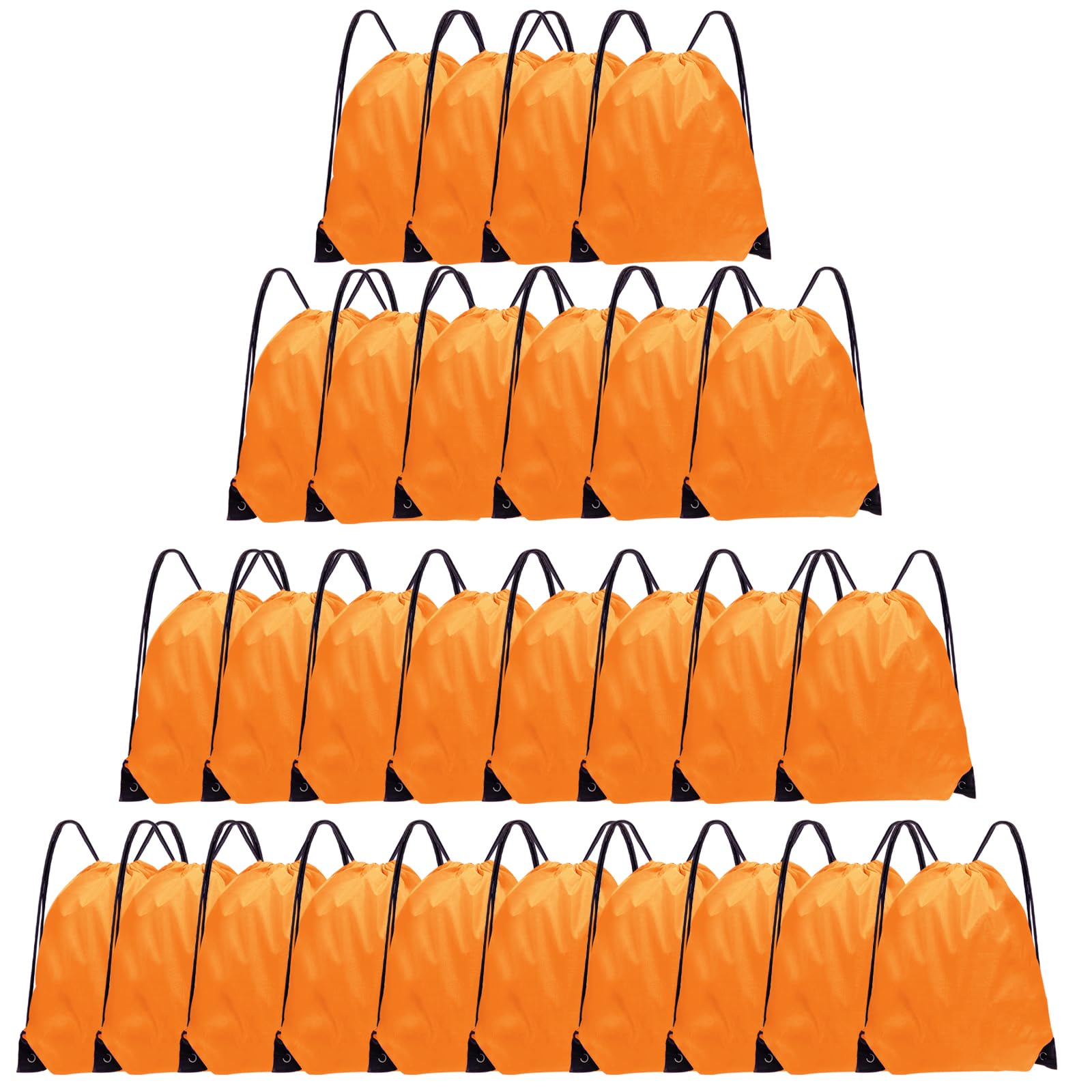 28-Piece Drawstring Backpack Bulk Pack - Lightweight Cinch Sack Bags for Gym, Travel & Sports - Durable String Backpacks for Men & Women (Orange) - Perfect for Workouts, Beach Trips & School Activities