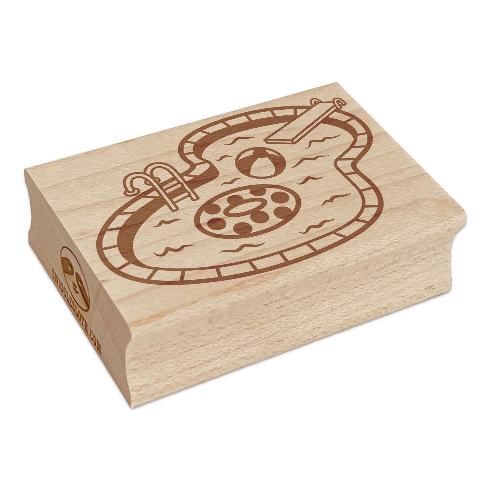 2.5 Inch Large Rectangle Rubber Stamp for Swimming Pool Crafts - Perfect for DIY Scrapbooking, Card Making & Summer Party Decorations