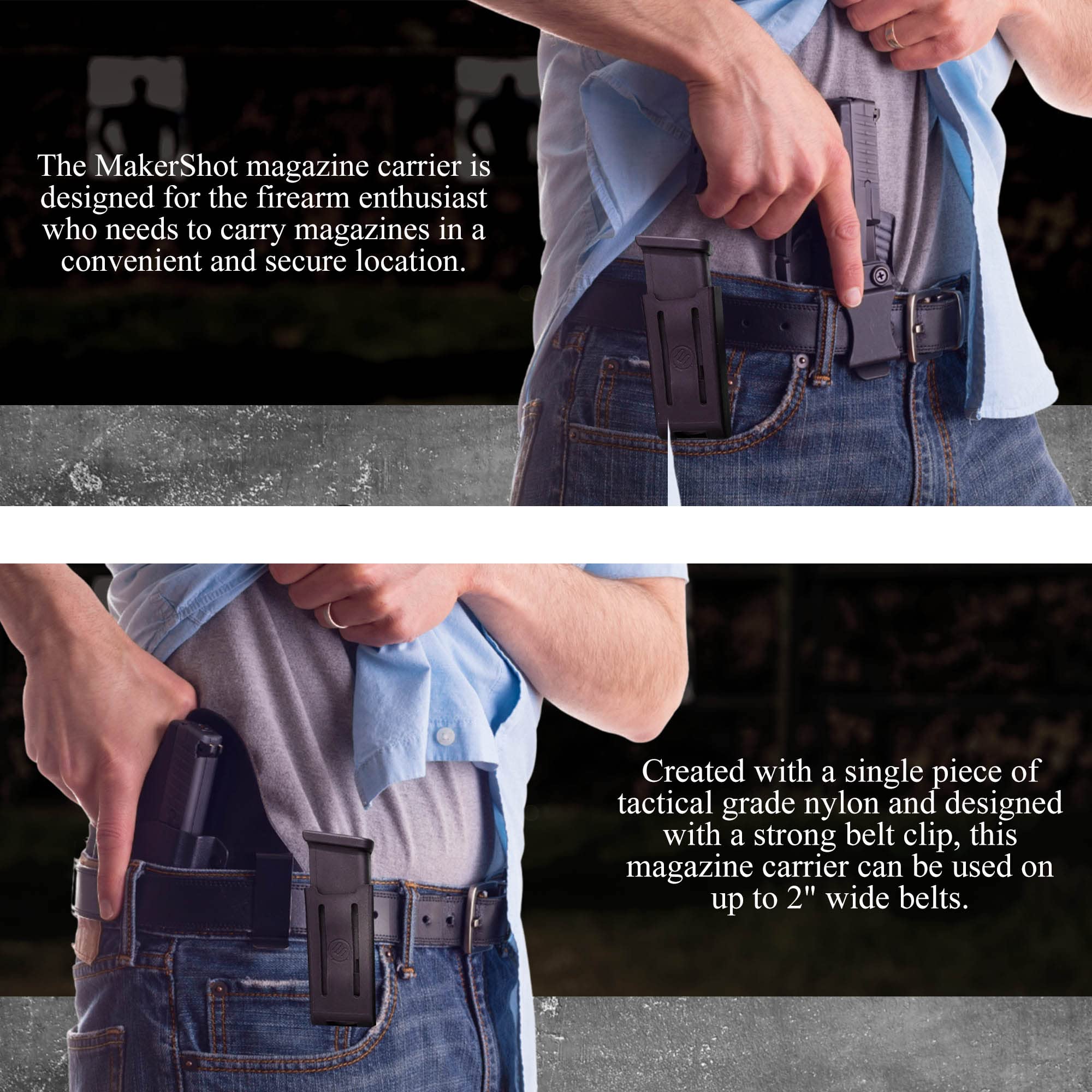 MakerShot Magazine Carrier - Tactical Gun Belt Magazine Holster for Handgun & Pistol | Durable Ammo Storage & Clip Holder | Perfect for Range Training, Hunting & Tactical Missions