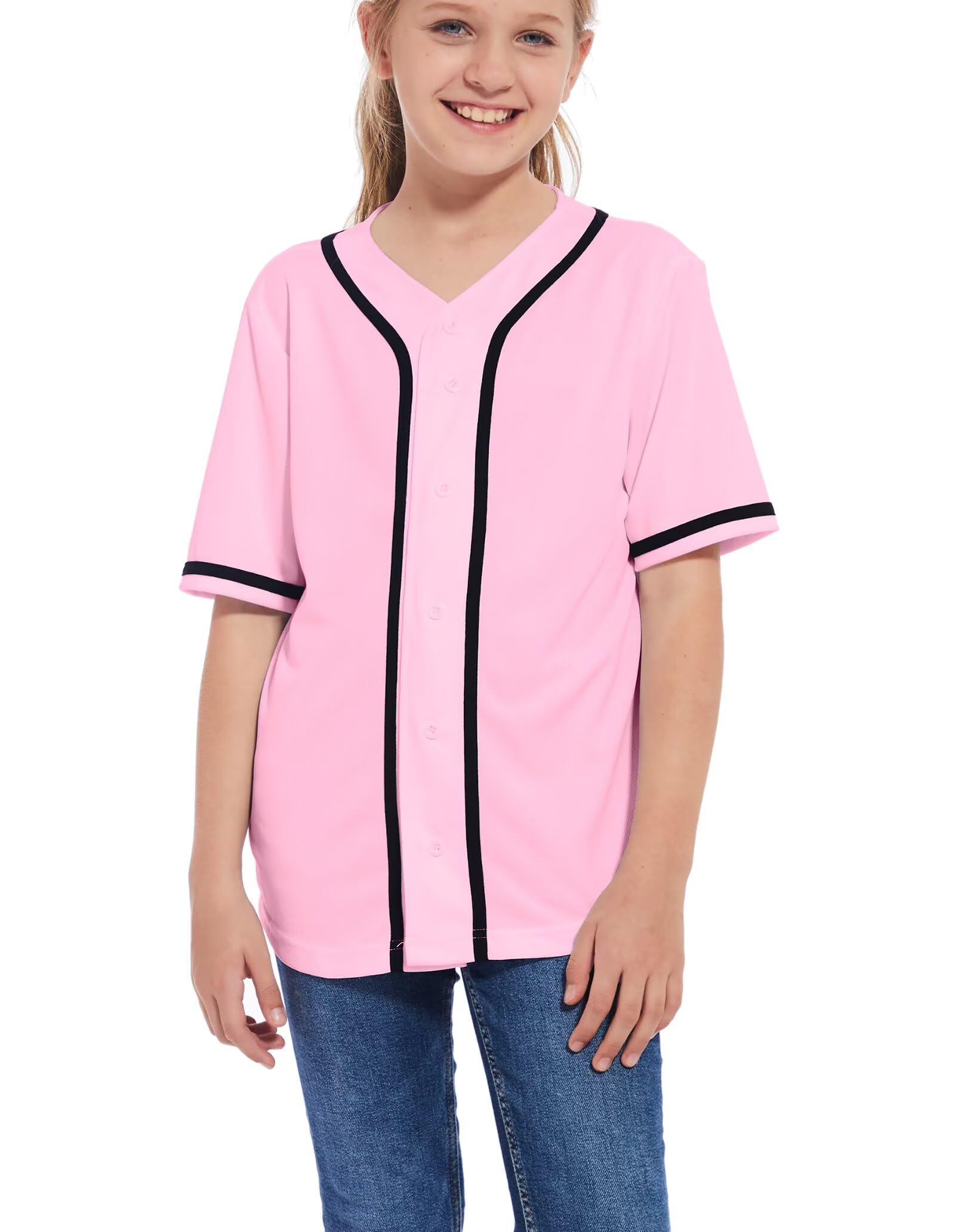 ACEFAST Kids Baseball Jersey - Button-Up Softball Team Uniform for Boys & Girls - Solid Color Hip Hop T-Shirt & Sweatshirt - Perfect for Little League, Team Sports, and Casual Streetwear