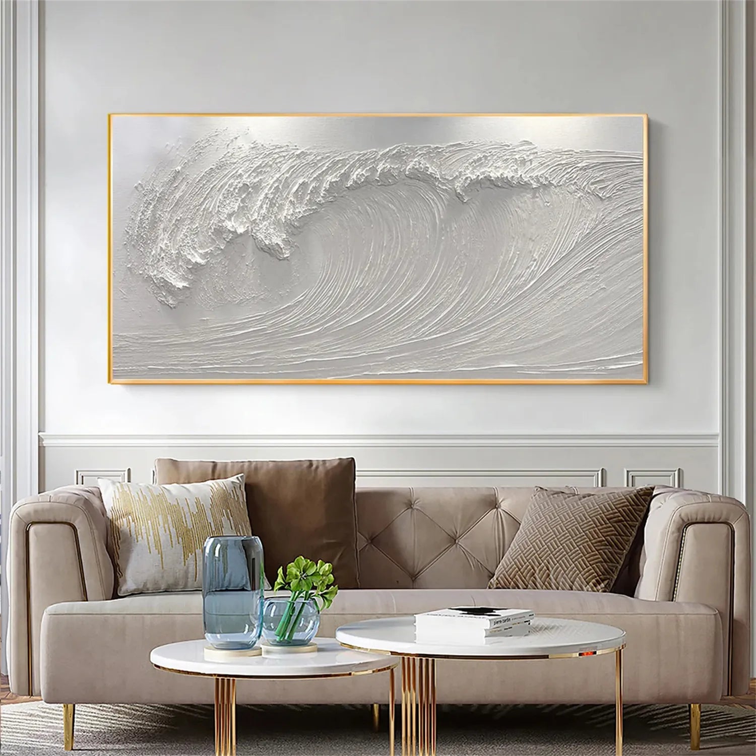 White Minimalist Textured Painting Canvas #MM270 - Premium Abstract Wall Art for Modern Home & Office Decor