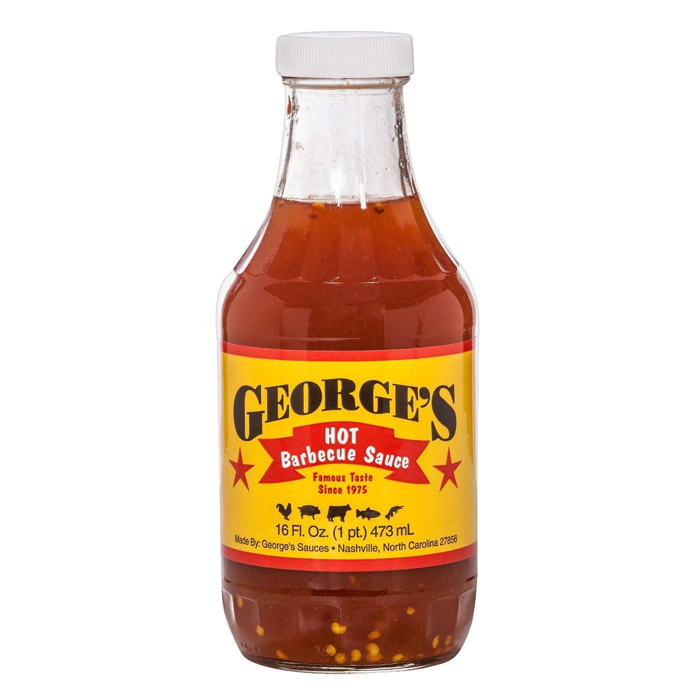 George's Sauces Hot Barbecue Sauce - 16oz Bottle (Pack of 2) | Spicy BBQ Glaze for Ribs, Wings & Grilling | Premium Restaurant Style Sauce for Backyard Cookouts & Tailgating