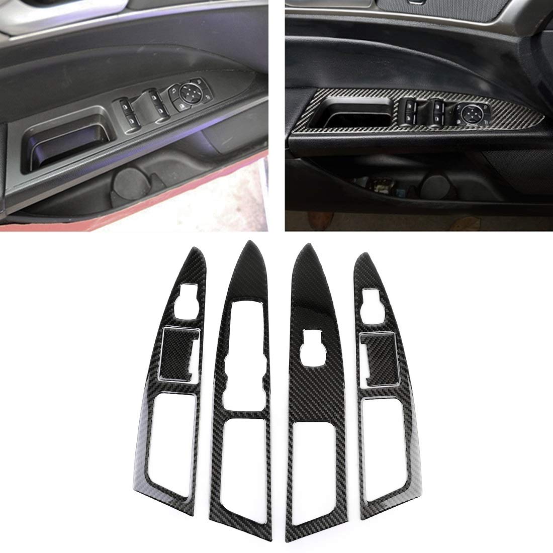 Lingland 6-Piece Carbon Fiber Car Window Lift Panel Decorative Stickers for Ford New Mondeo - Upgrade Your Vehicle's Style | Perfect for Car Enthusiasts & Auto Detailing