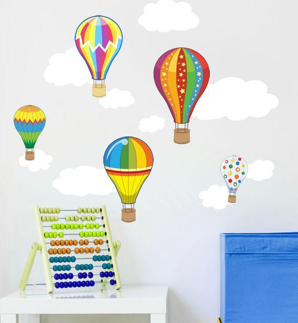Hot Air Balloon & Cloud Wall Decals - Removable Nursery Decor for Kids Room, Baby Shower, Classroom - Perfect for Birthday Parties & Themed Bedrooms