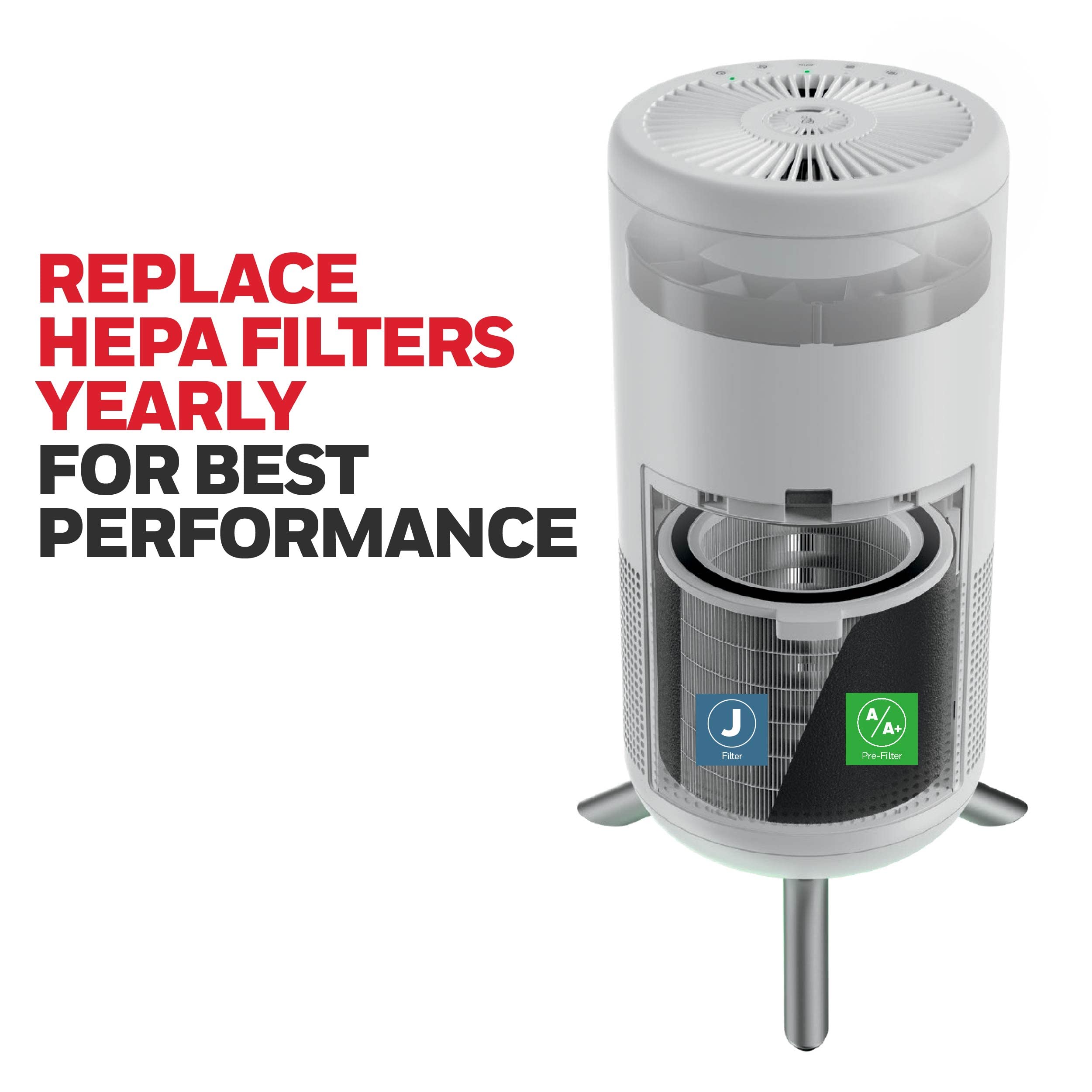 Honeywell HEPA Air Purifier Filter HRFJ830 - Replacement Air Filter for Honeywell HP1830 Air Purifiers | Captures Allergens, Wildfire Smoke, Dust, Pet Dander & Pollen | 1-Pack | Perfect for Allergy Sufferers & Smoke Removal in Homes & Offices