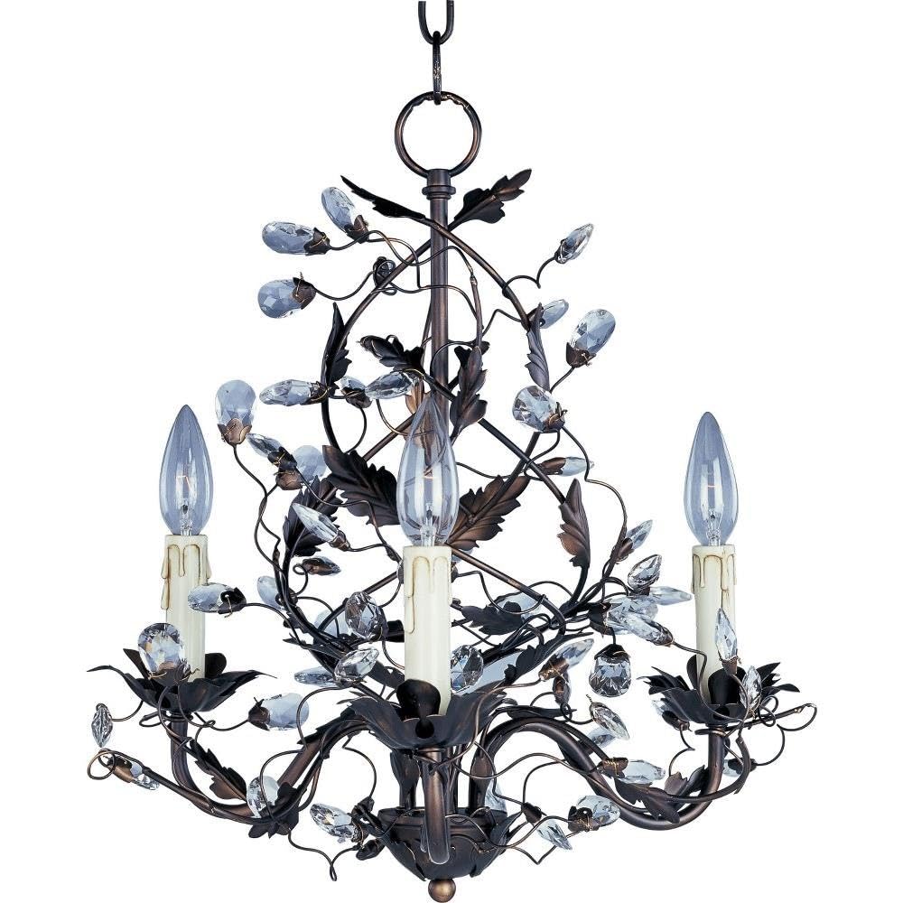 Maxim Elegante-3 Light Mini Chandelier in Leaf Style - 18.5