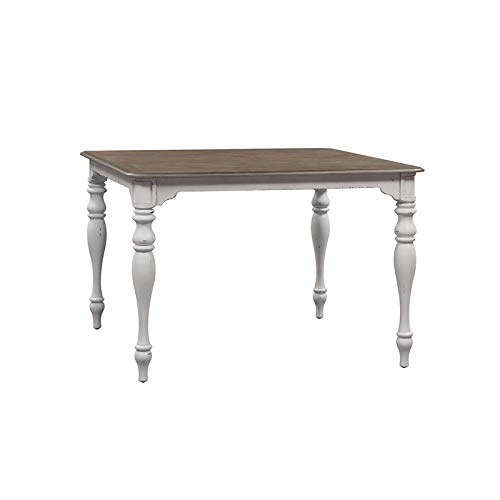 Liberty Furniture Magnolia Manor Gathering Table - Antique White Finish - Farmhouse Dining Table for Kitchen, Dining Room, and Entertaining