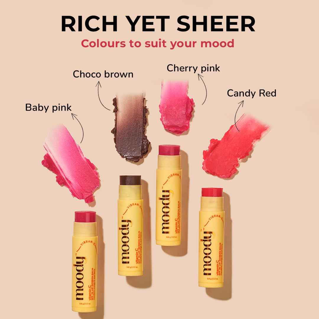 Moody Vitamin C SPF 15 Tinted Lip Balm - Choco Brown, 5.8g | Hydrating & Sun Protection | Perfect for Daily Moisture & Natural Makeup Look