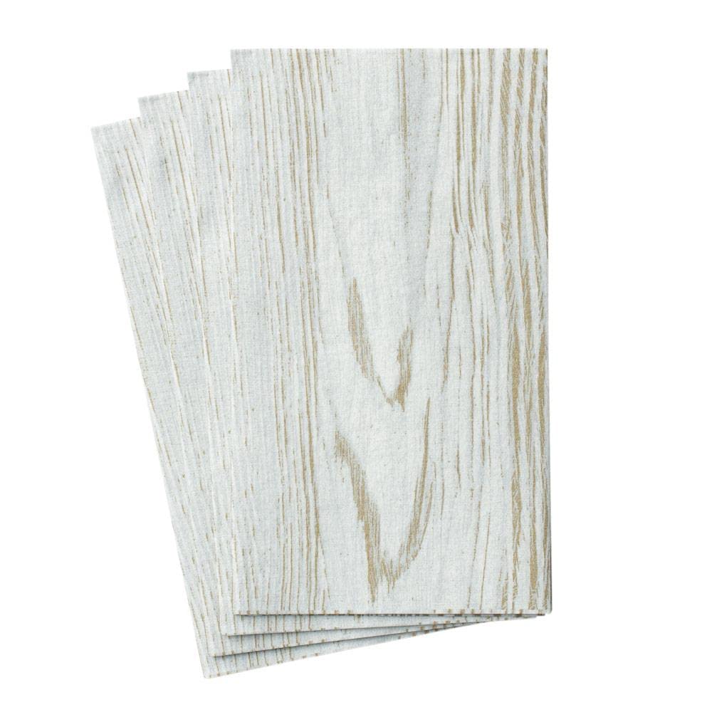 Premium Caspari Faux Bois Birch Pattern Paper Linen Guest Towels - 4 Packs of 12 Elegant Napkins for Dinner Parties, Weddings & Upscale Events