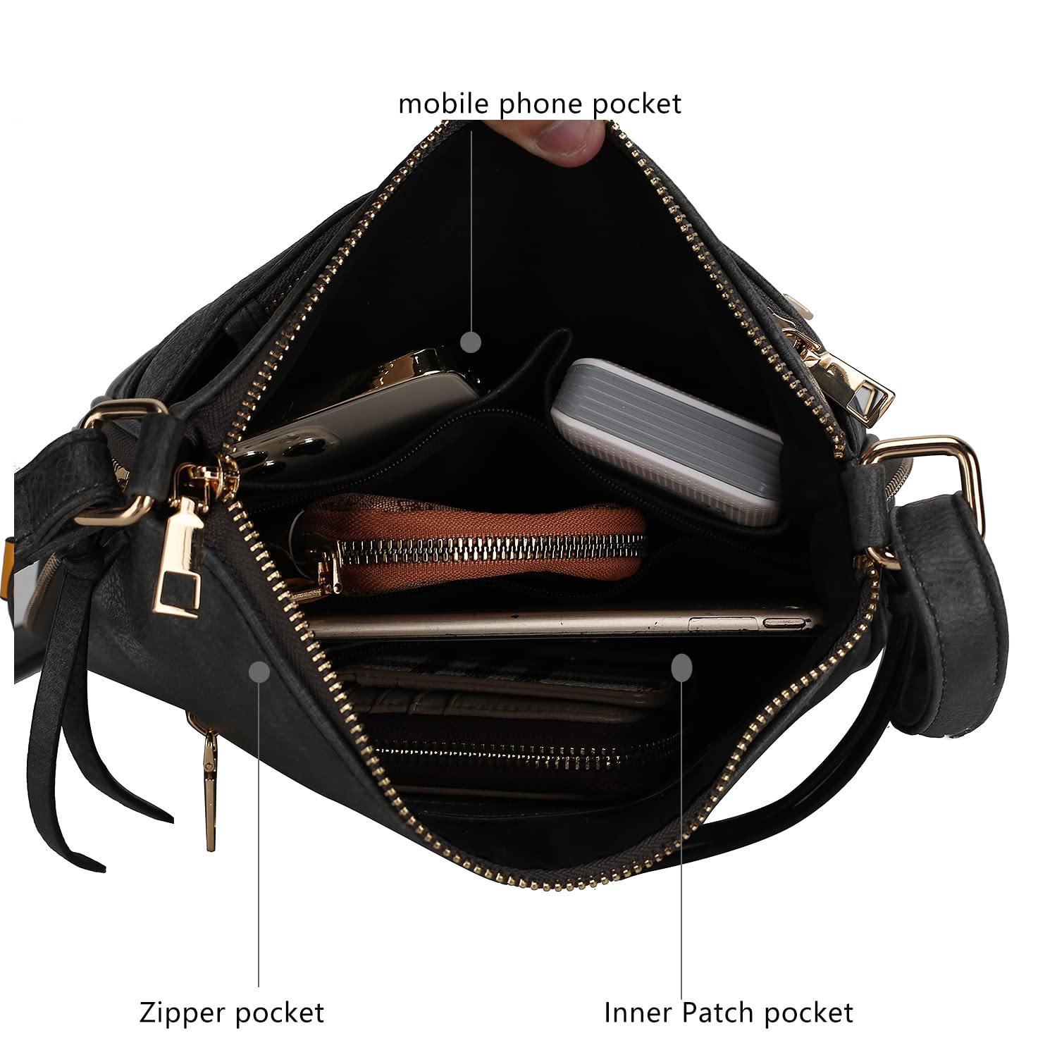 MKF Collection Women's PU Leather Crossbody Bag - Stylish Messenger Purse with Adjustable Shoulder Strap - Perfect for Work, Travel & Everyday Use by Mia K